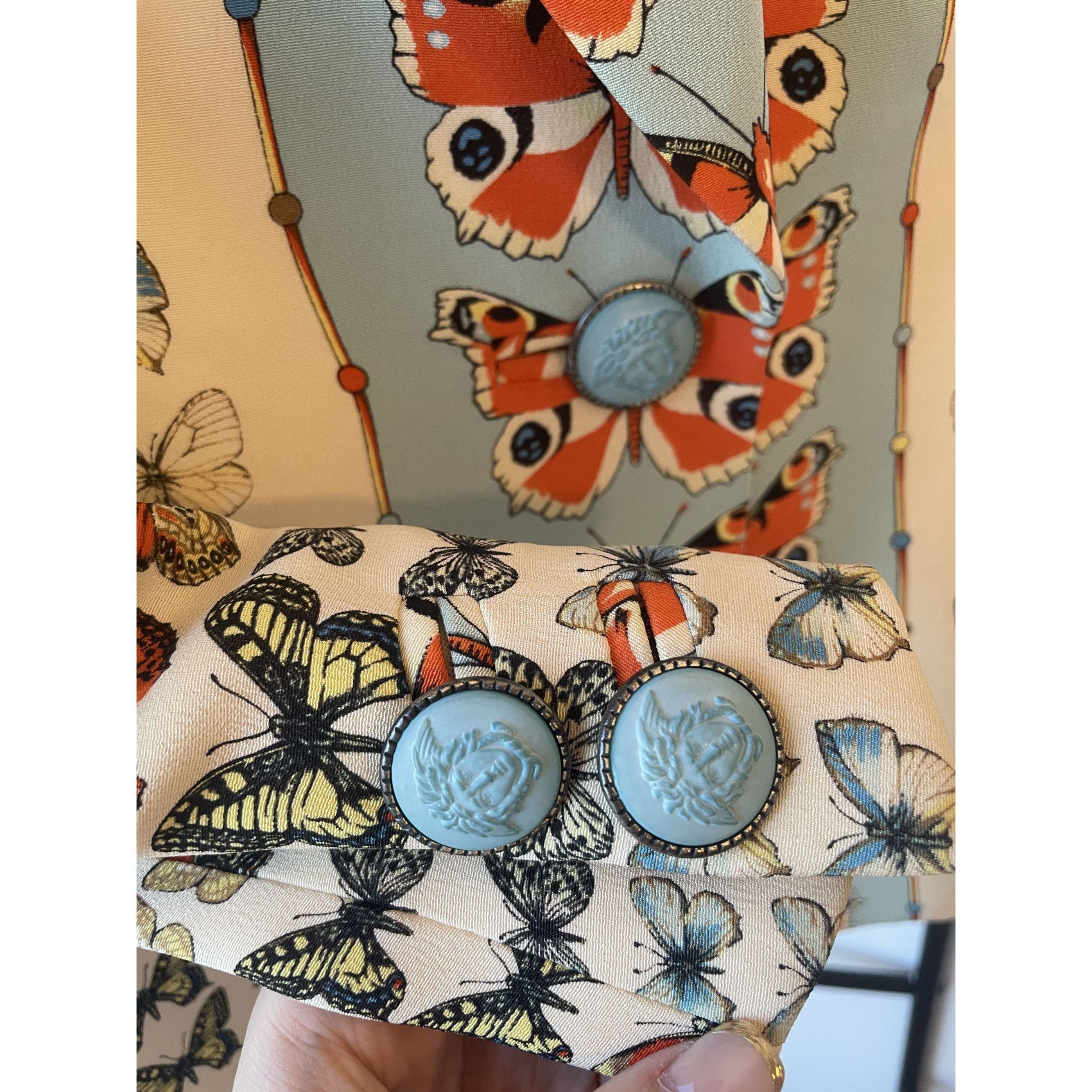 Versace Gucci Butterfly Print Womens Blazer Jacket With Blue Button Size XS / US 0-2 / IT 36-38 - 6 Thumbnail