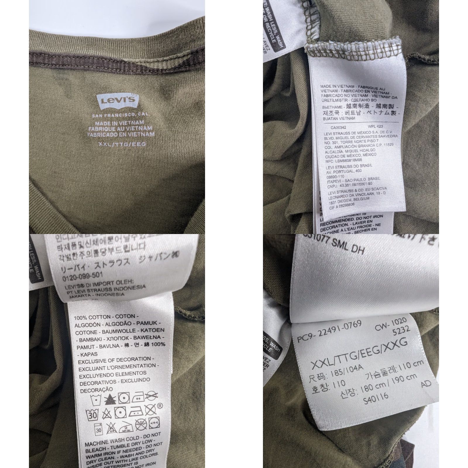 Levi's Levi's Tee Shirt T 2XL Men's Camouflage Short Sleeve Athletic Casual Crew Neck Logo Green Size US XXL / EU 58 / 5 - 8 Thumbnail
