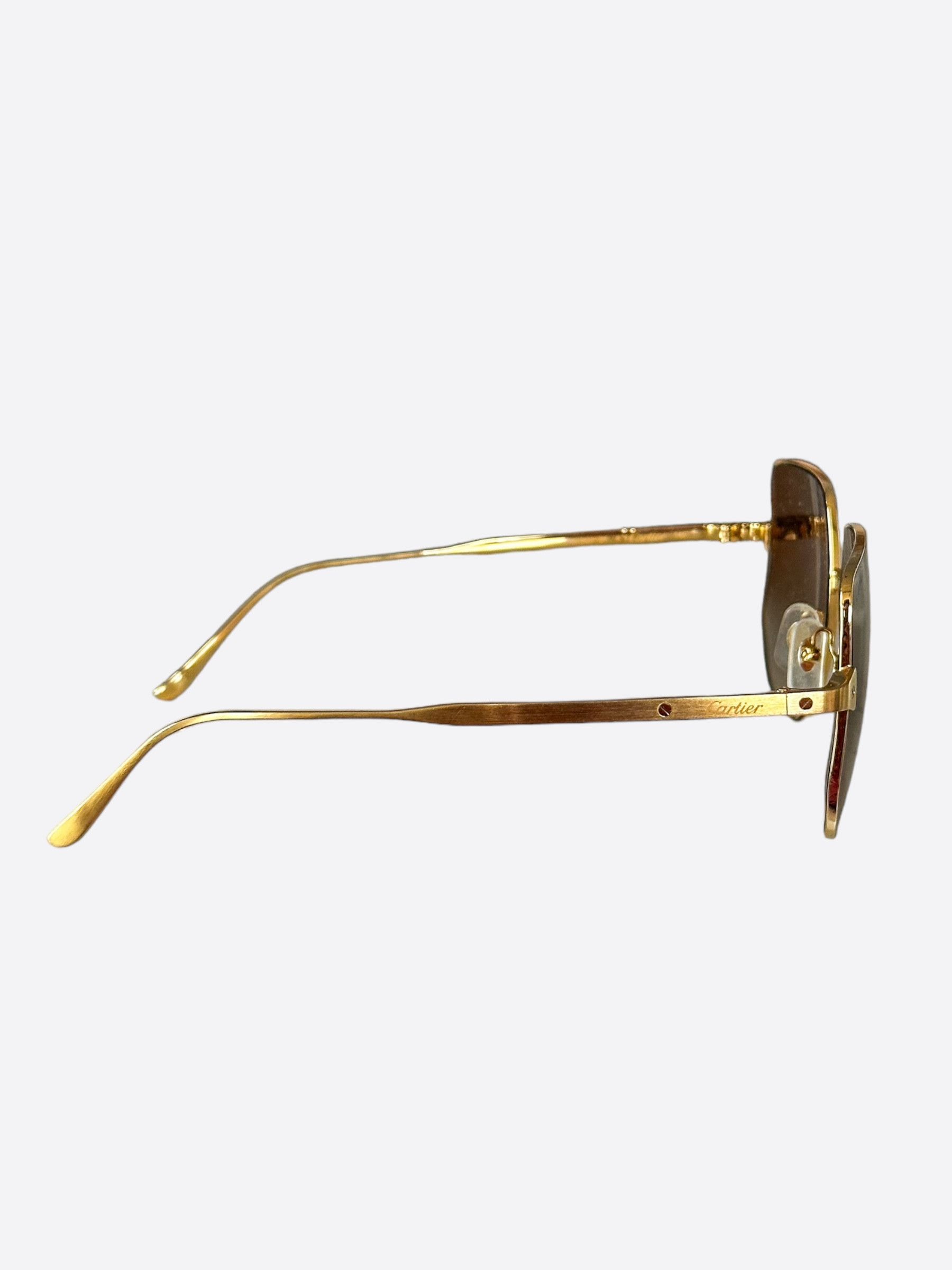 Cartier Cartier Gold Santos CT0327S Sunglasses Size ONE SIZE - 2 Thumbnail