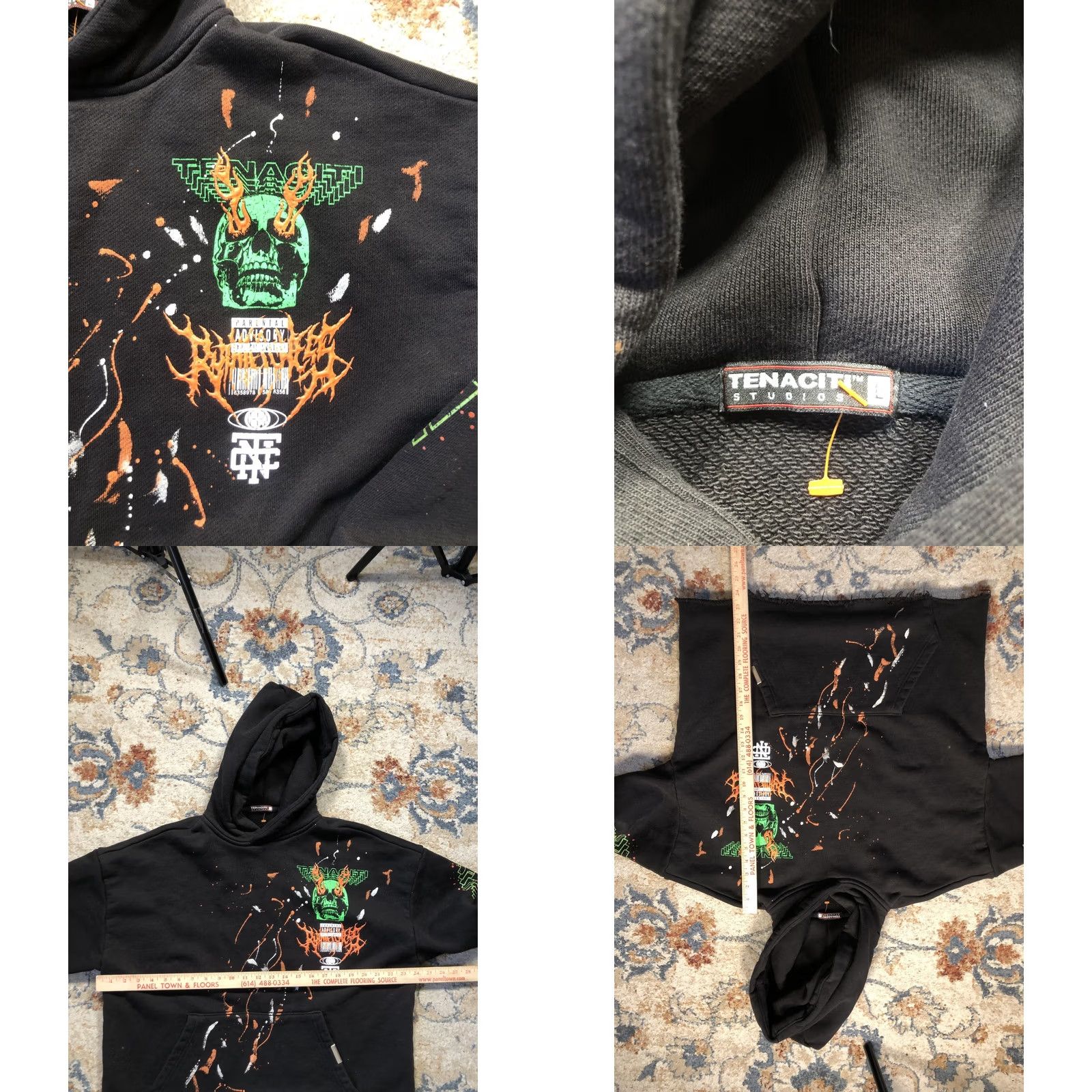 Vintage Tenacity Studios Hoodie Mens L Black Graphic Print Pullover Skull Hooded Sweatshirt Streetwear Size US L / EU 52-54 / 3 - 8 Thumbnail