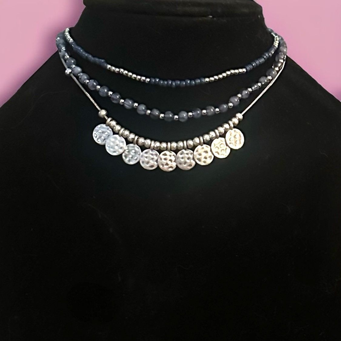 Other NY Collection triple layered blue and silver bead necklace Size ONE SIZE - 1 Thumbnail