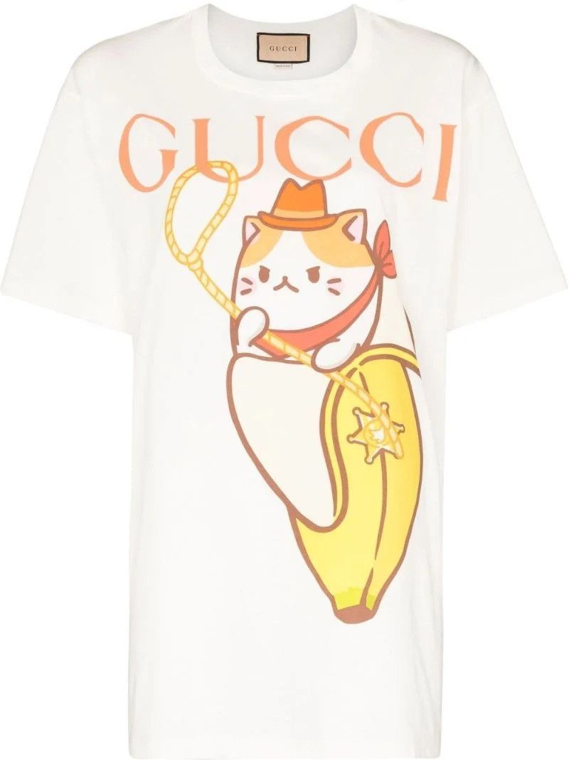 image of Gucci X Bananya Graphic-Print Cotton T-Shirt, Women's (Size XS)