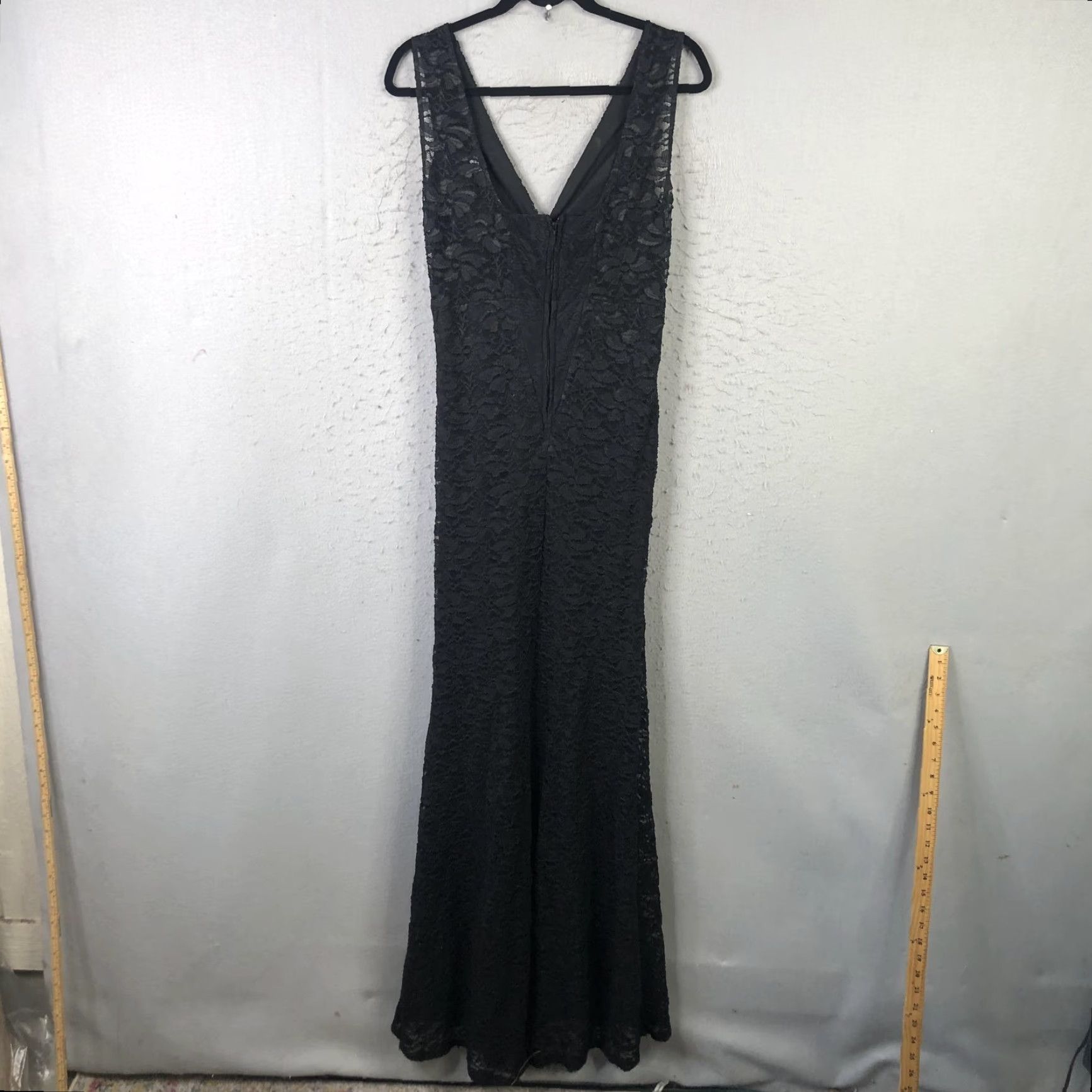 Vintage La Scala Dress Womens Large Black Lace Maxi Evening Gown Beaded  Formal Sleeveless V-Neck Zip | Grailed
