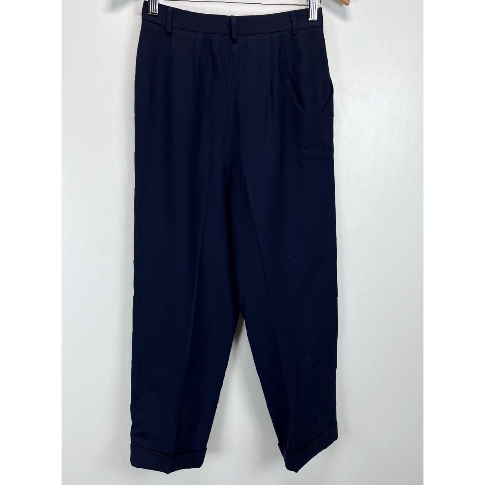 Talbots VINTAGE Talbots Dress Pants Navy 100% Worsted Wool Size 8P Petites Tapered VGUC Women 8P Pants Size 30" / US 8 / IT 44 - 2 Thumbnail