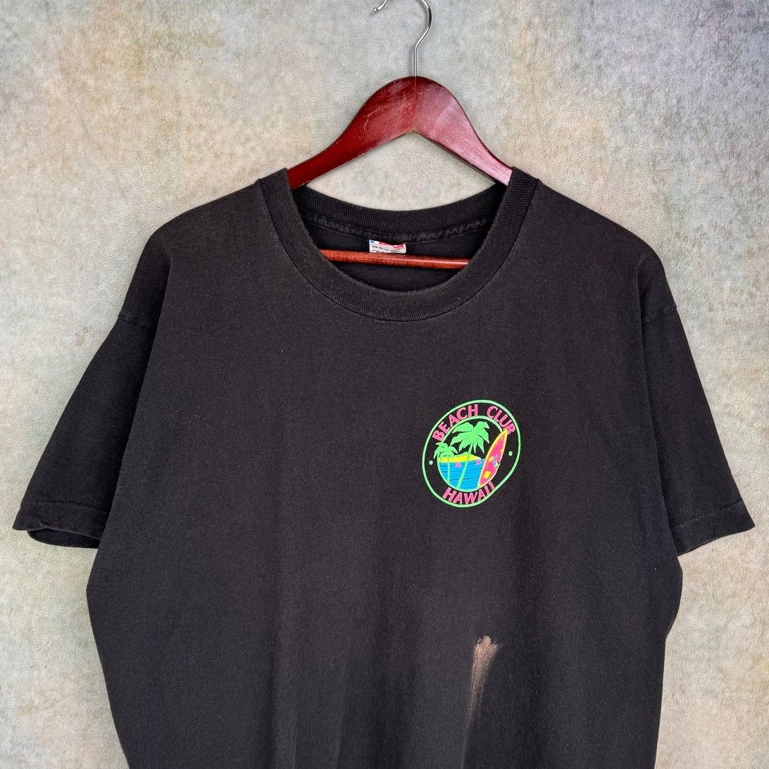 Vintage VTG 90s Hawaii Beach Club T Shirt Sz XL Black Single Stitch Size US XL / EU 56 / 4 - 6 Thumbnail