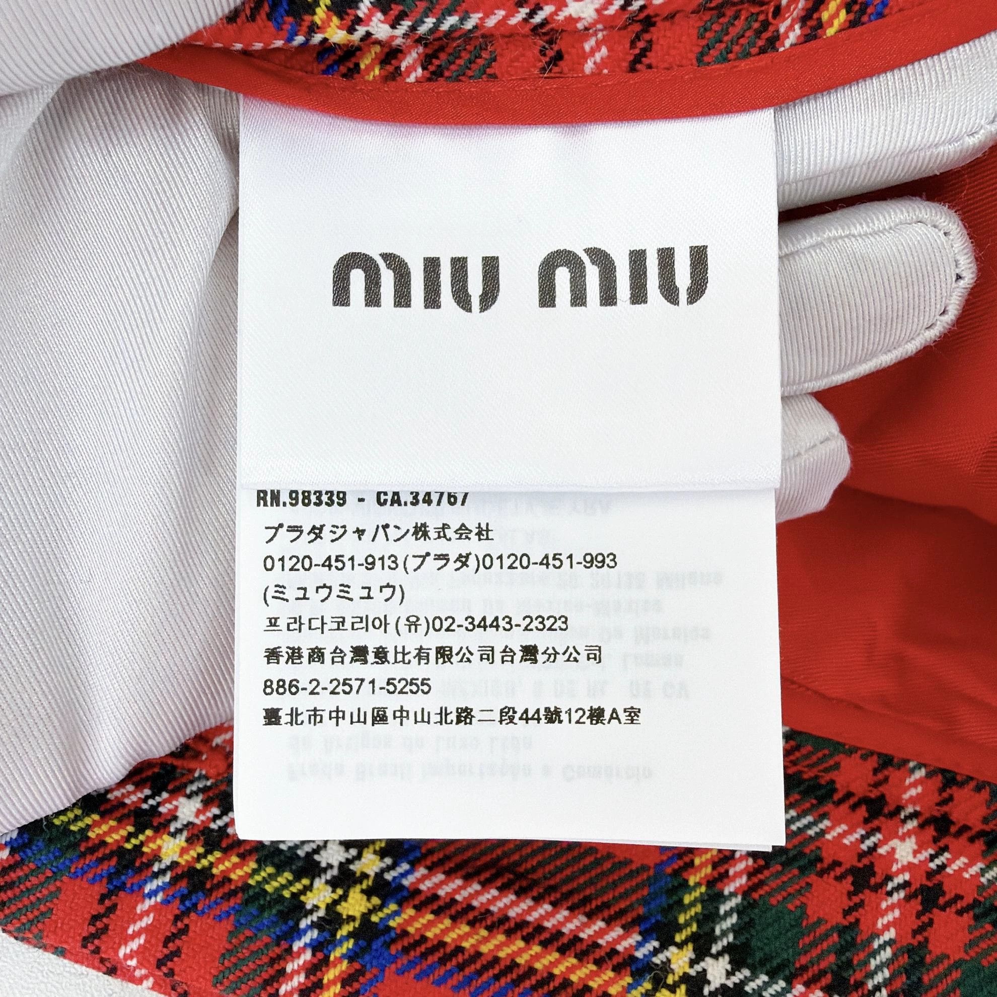 Miu Miu MIU MIU Red Checkered Skirt 42 9108 Size 28" / US 6 / IT 42 - 8 Thumbnail