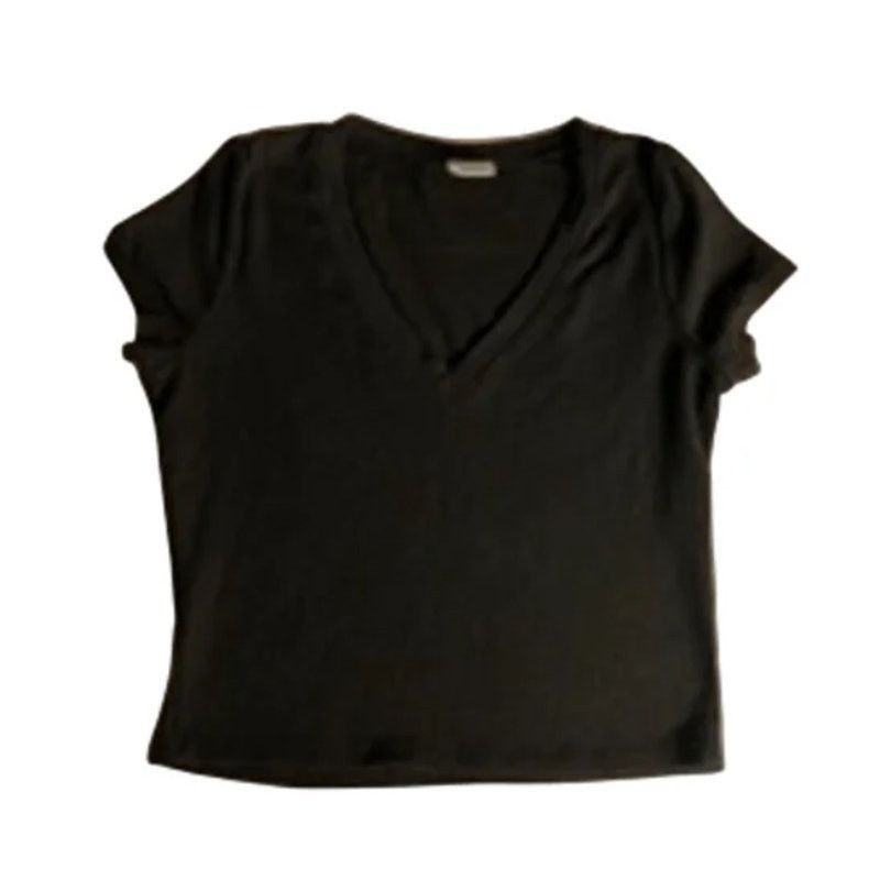 Other Full Tilt Ribbed V-Neck Crop Tee Black Size M Stretch Size M / US 6-8 / IT 42-44 - 3 Thumbnail