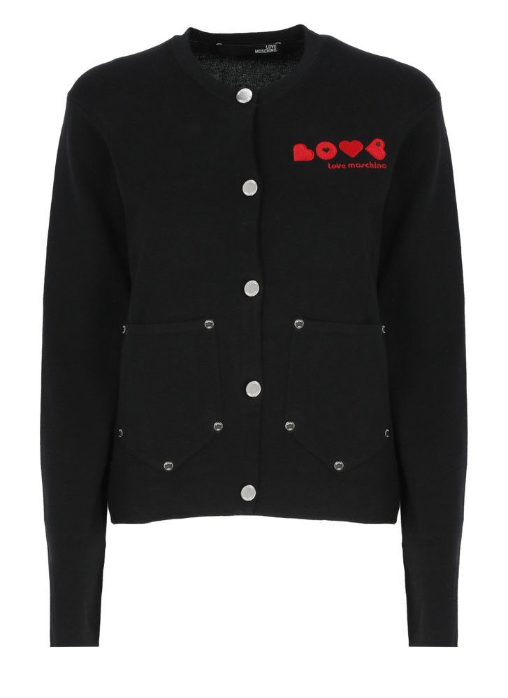 Love Moschino Love Moschino Cardigan With Logo In Black Size M / US 6-8 / IT 42-44 - 3 Thumbnail