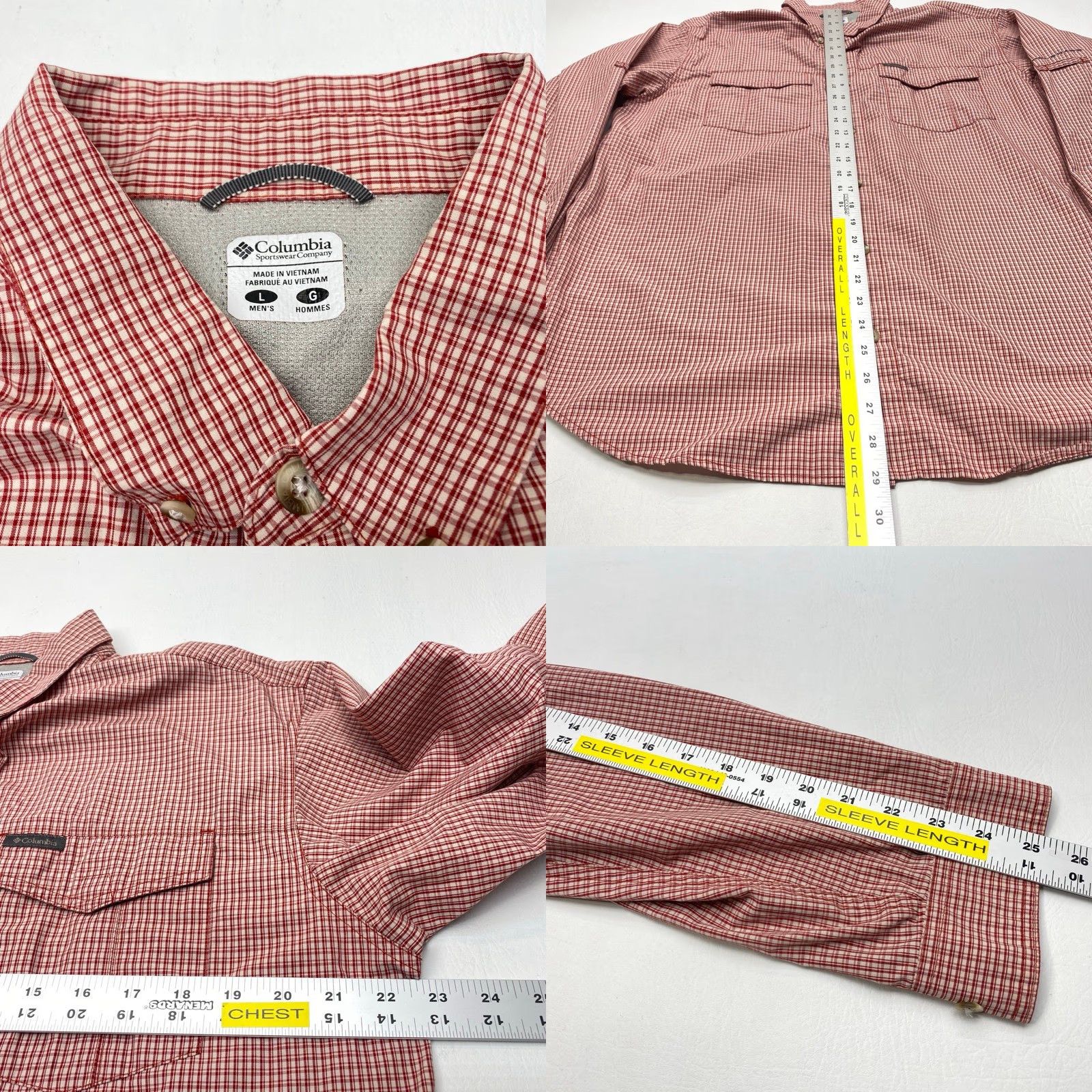 Vintage Columbia Omni Shade Shirt Men's Large Red Check Long Sleeve Button-Up Vented Size US L / EU 52-54 / 3 - 8 Thumbnail