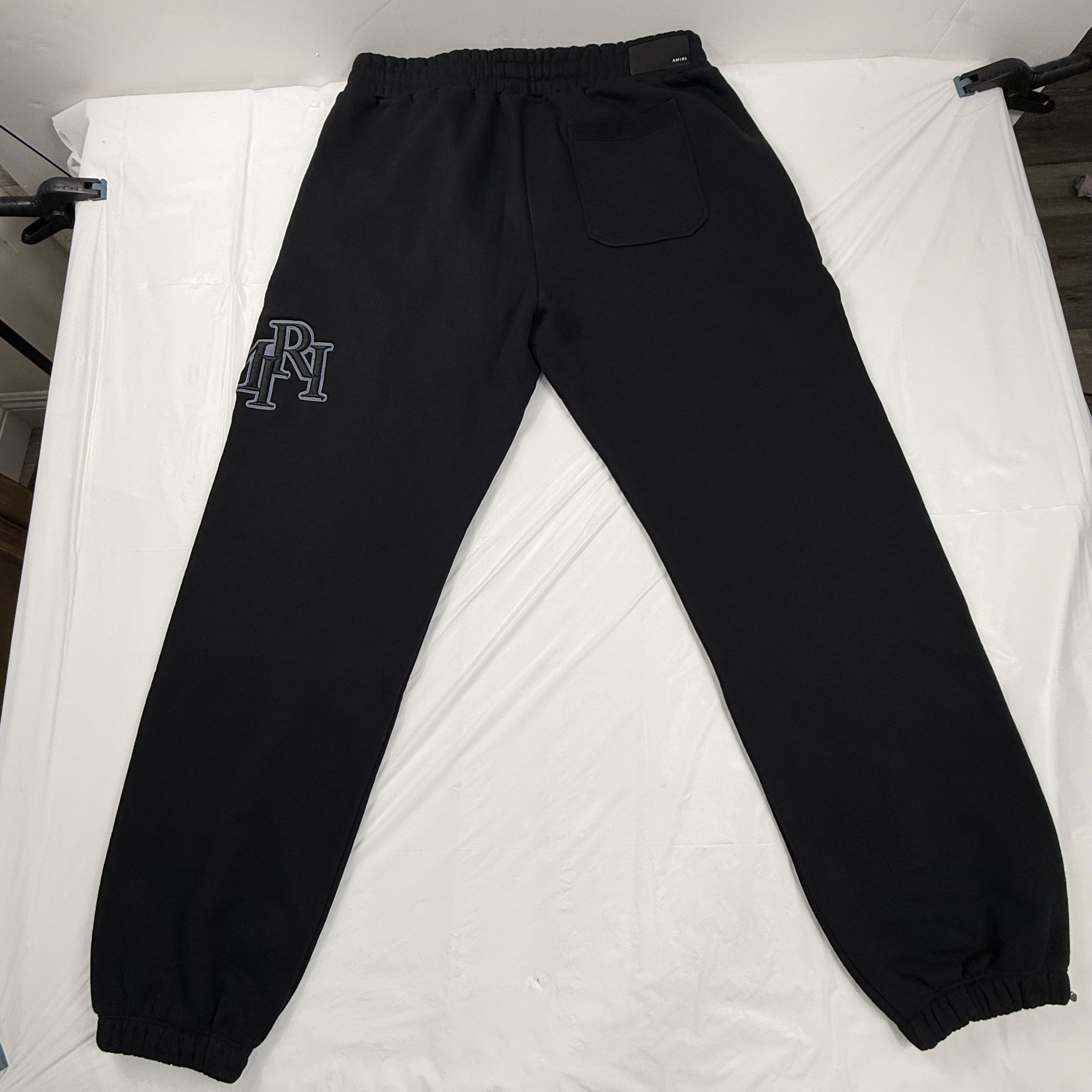 Amiri AMIRI Mens Black Chenille Logo Applique Sweatpants Size XL Size US 38 / EU 54 - 3 Thumbnail