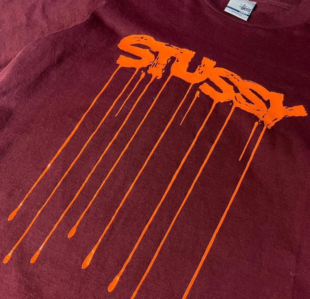 Stussy 🌹💫90S RARE STUSSY BURGUNDY GRAFFITI PRINTED T SHIRT Size US S / EU 44-46 / 1 - 4 Thumbnail