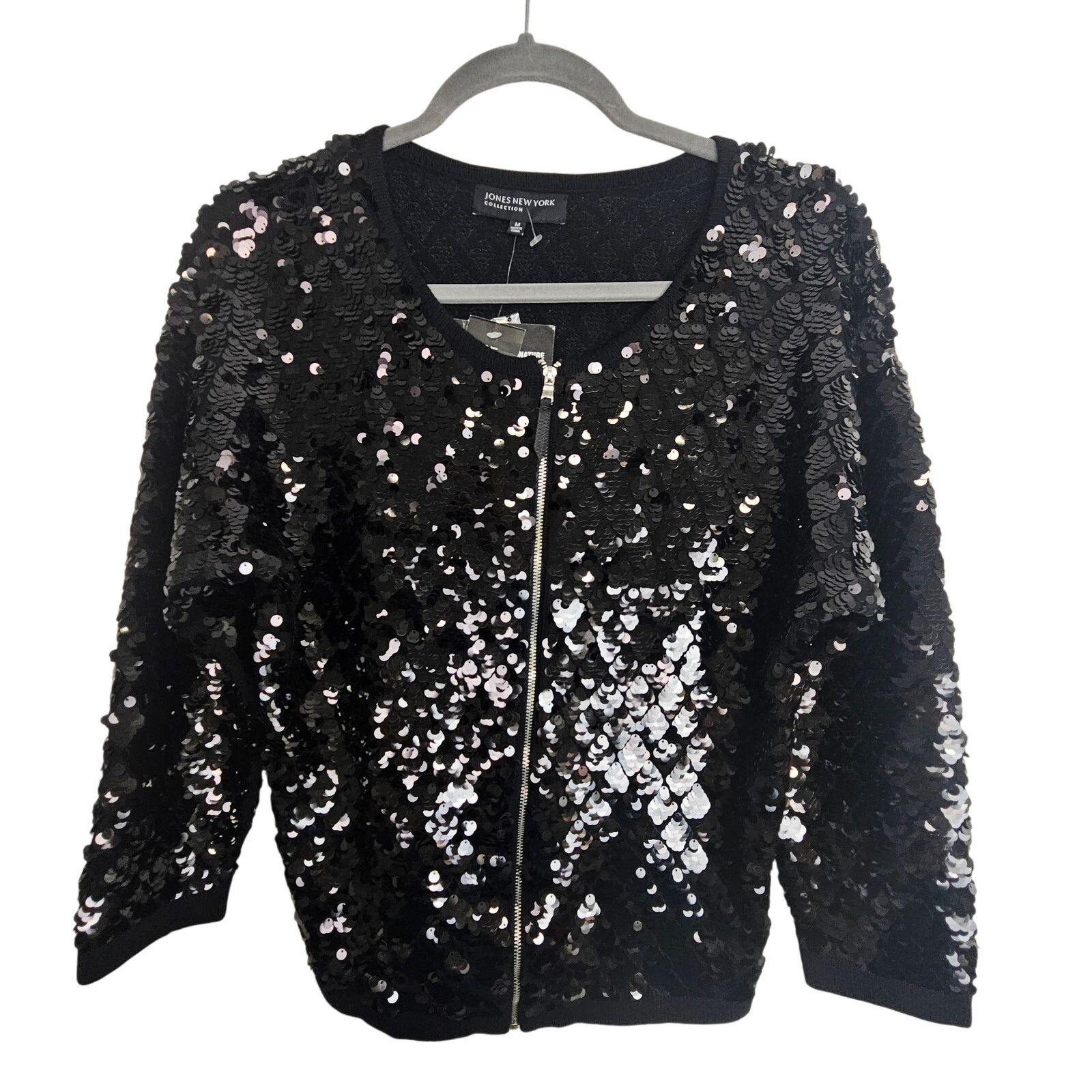 Jones New York NEW Jones New York Black Sequin Blazer Jacket Full Zip M Size M / US 6-8 / IT 42-44 - 1 Thumbnail