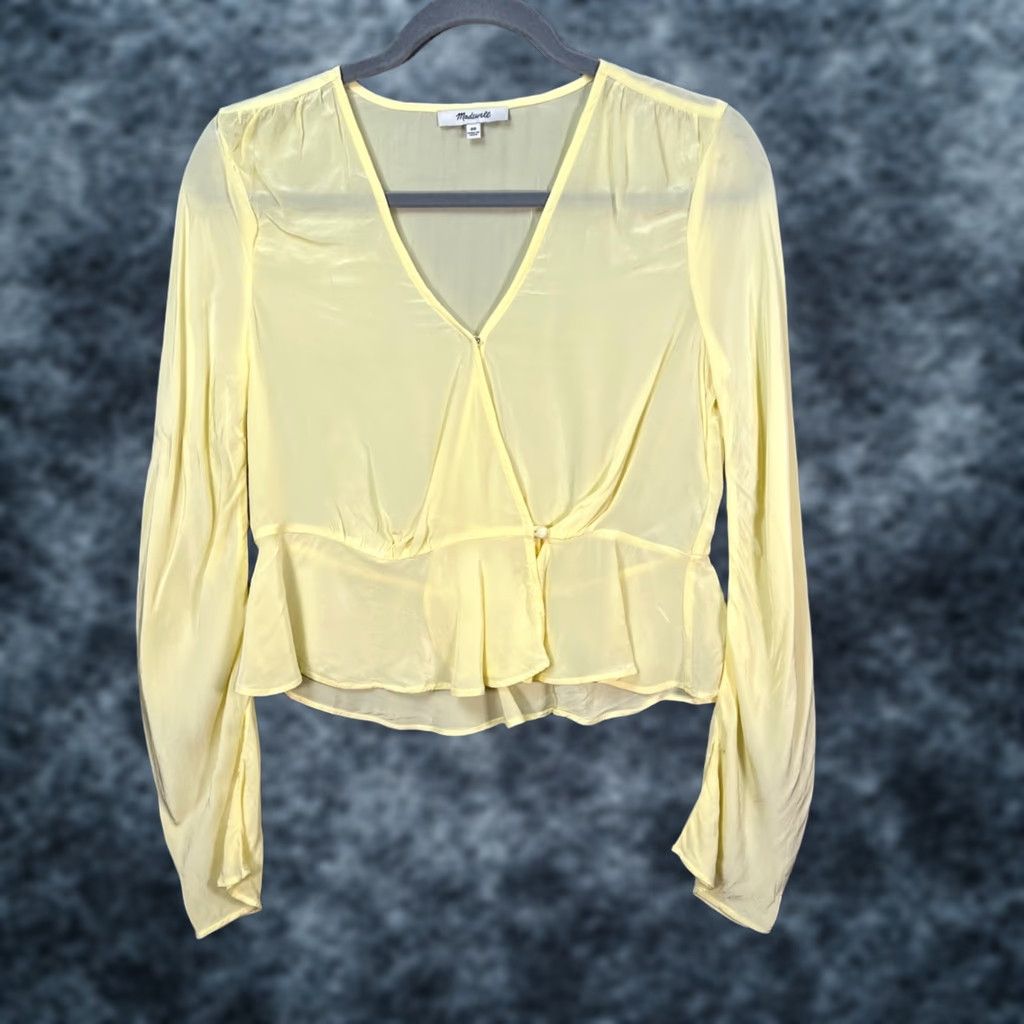 Madewell Madewell Blouse Shirt V-Neck Long Sleeve Yellow 00 Womens Size XXS / US 00 / IT 34 - 1 Thumbnail