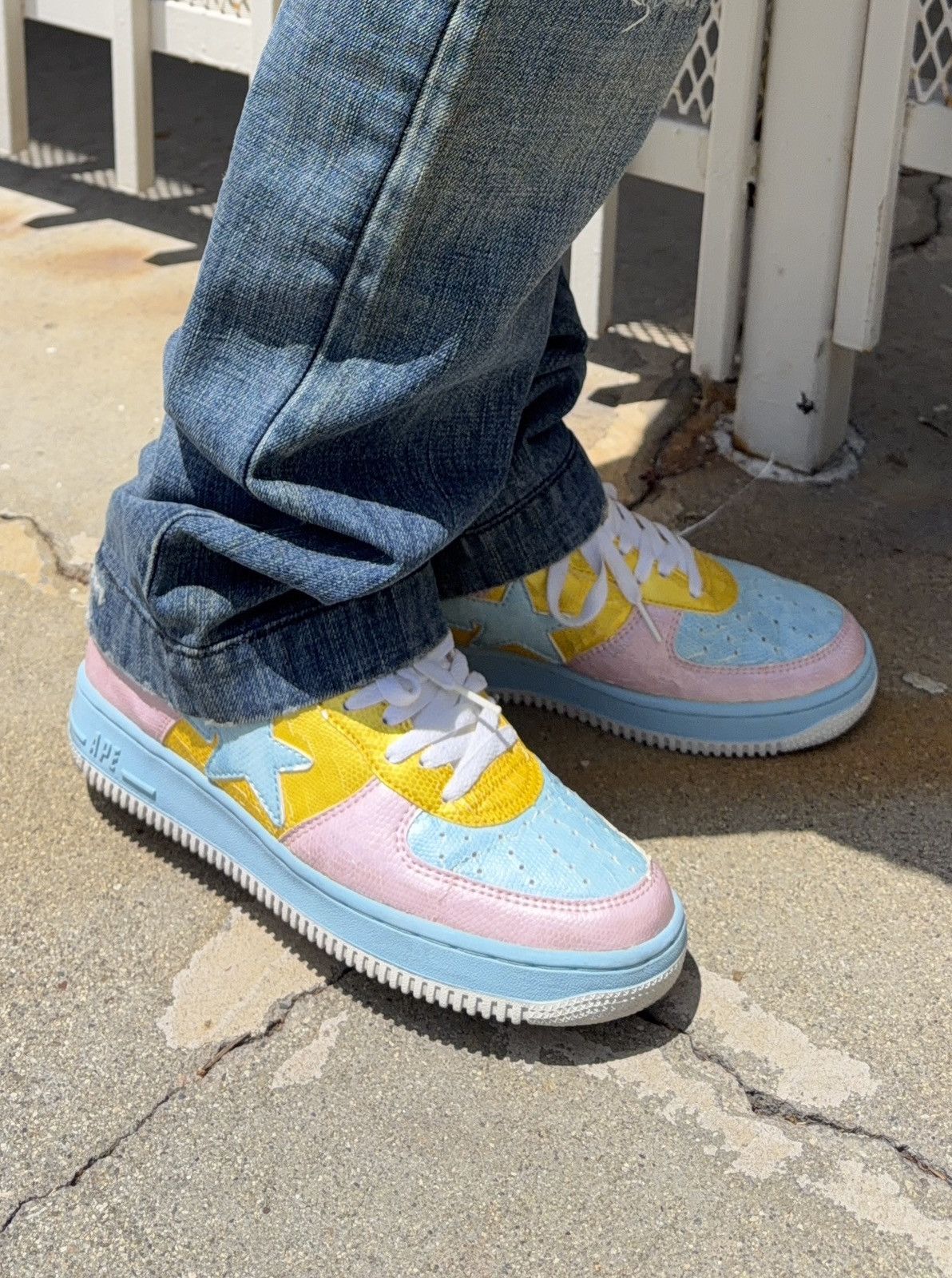 Bape 2006 A Bathing Ape ‘Cotton Candy’ Snakeskin Bapesta Low Size US 9 / EU 42 - 2 Thumbnail