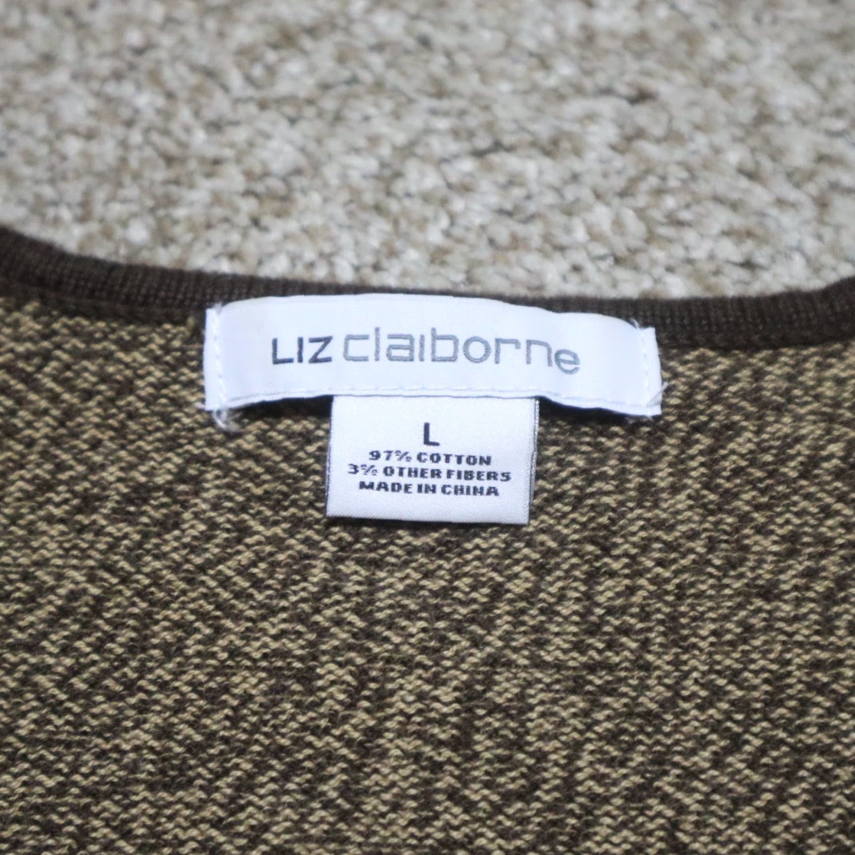 Liz Claiborne Liz Claiborne Shirt Women's Large Brown Striped Lightweight Knit Sweater Silk Cotton Size L / US 10 / IT 46 - 3 Thumbnail