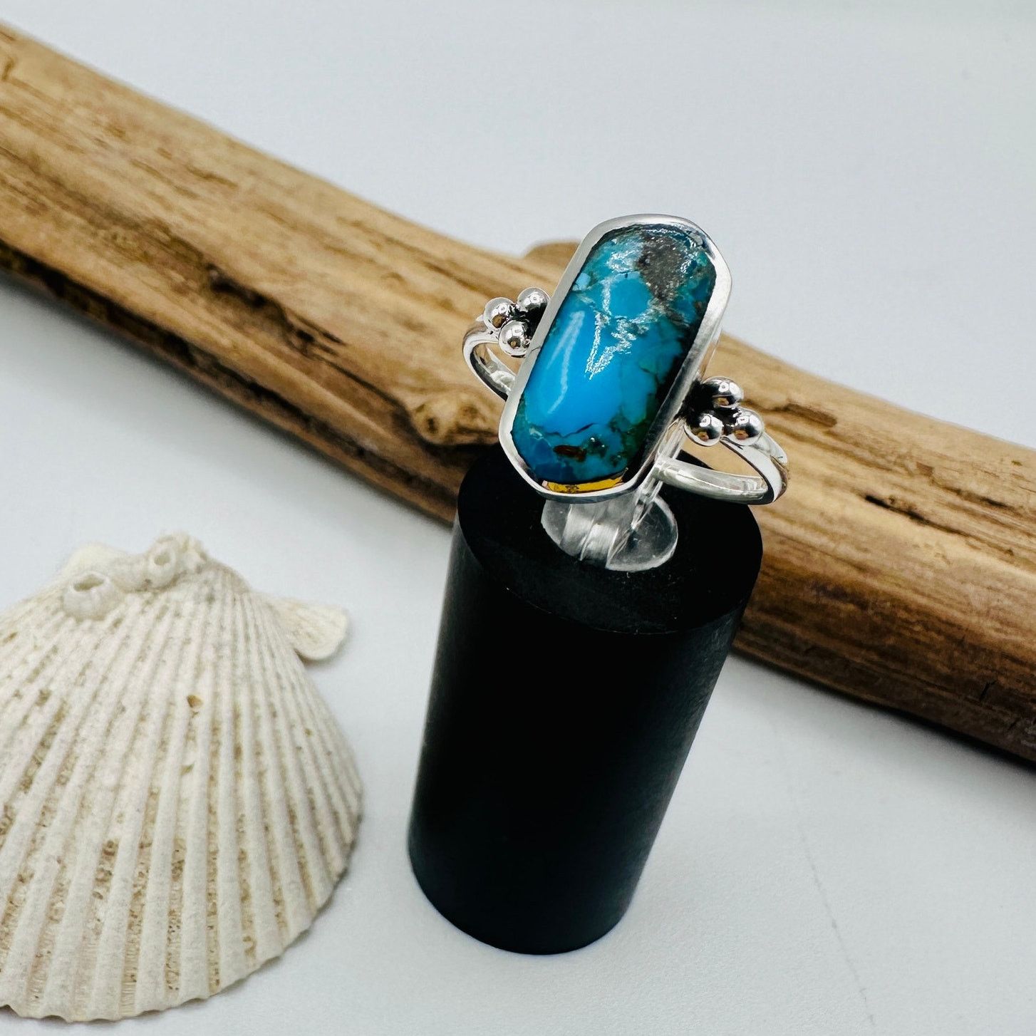 The Unbranded Brand Sterling Silver Turquoise Statement Ring Size ONE SIZE - 5 Thumbnail