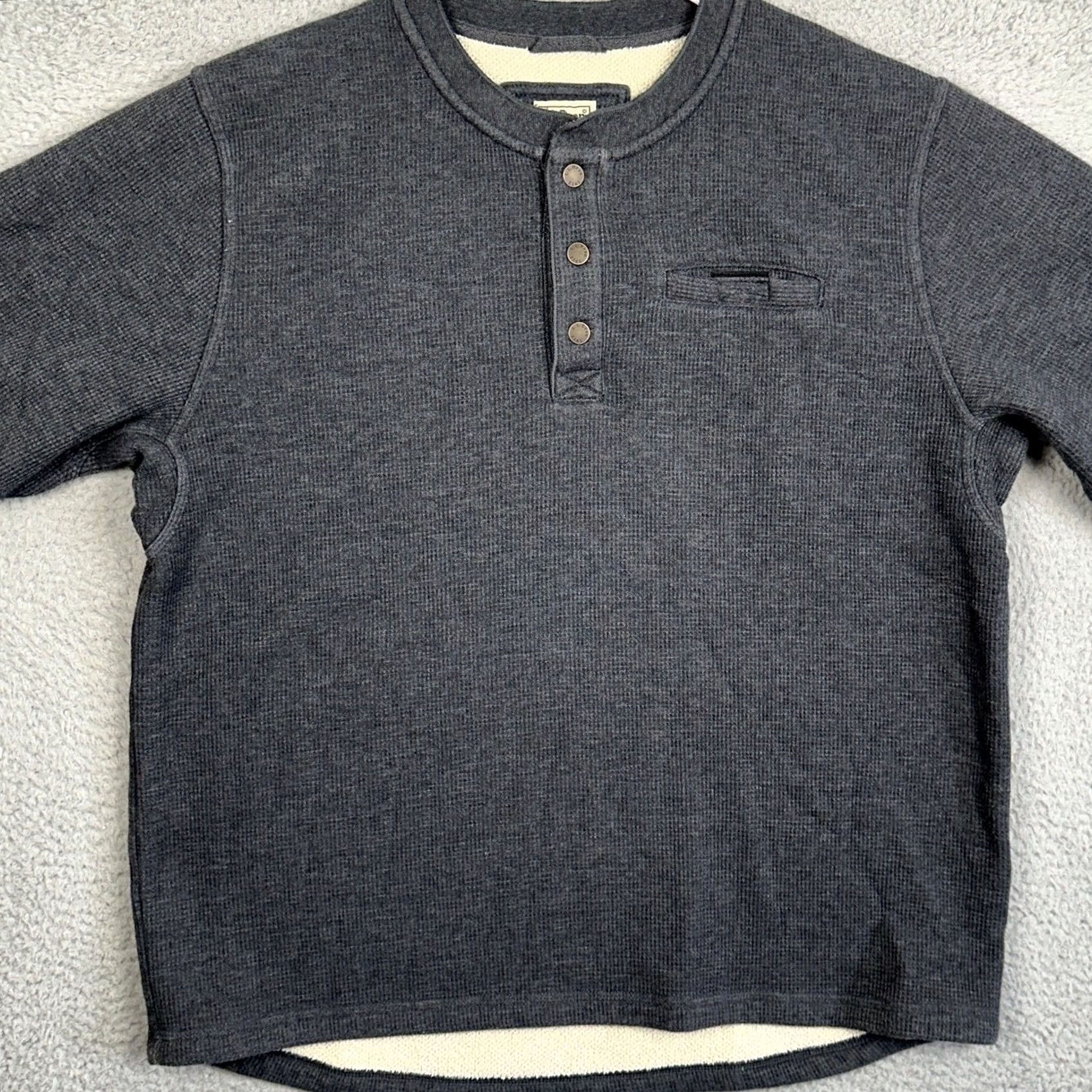 Vintage L.L. Bean Mens XL Grey Waffle Knit Sweater Thermal Henley Fleece Lined Pullover Size US XL / EU 56 / 4 - 2 Thumbnail