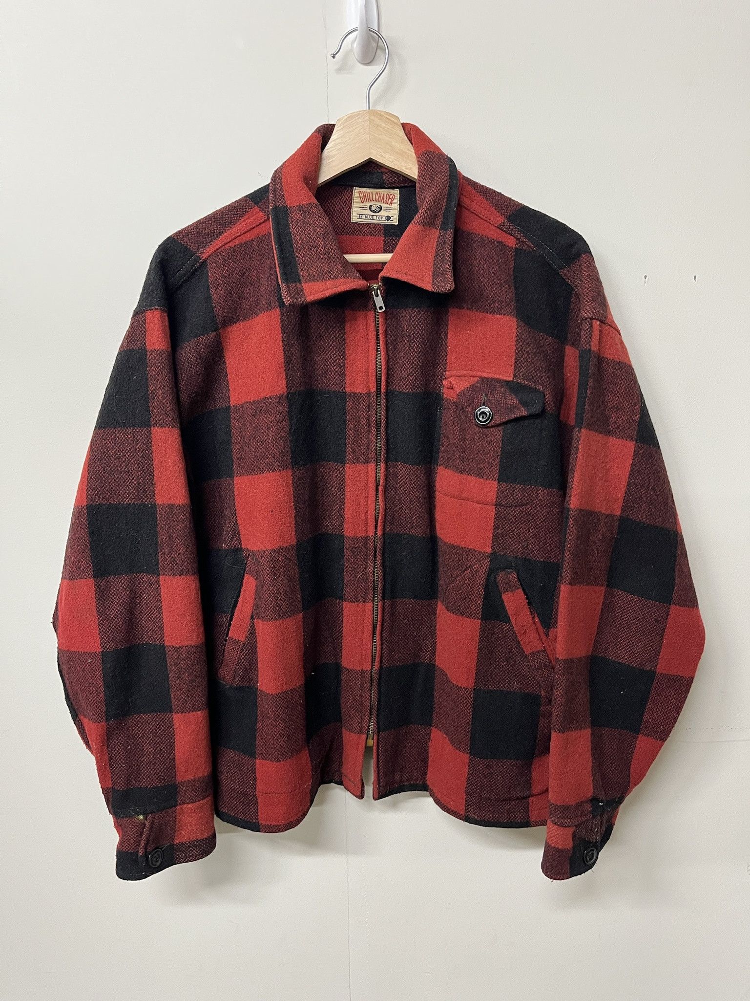 Woolrich Woolen Mills Vintage 1950s Blue Top CHill Chaser Buffalo Plaid Flannel Size L Size US L / EU 52-54 / 3 - 1 Thumbnail