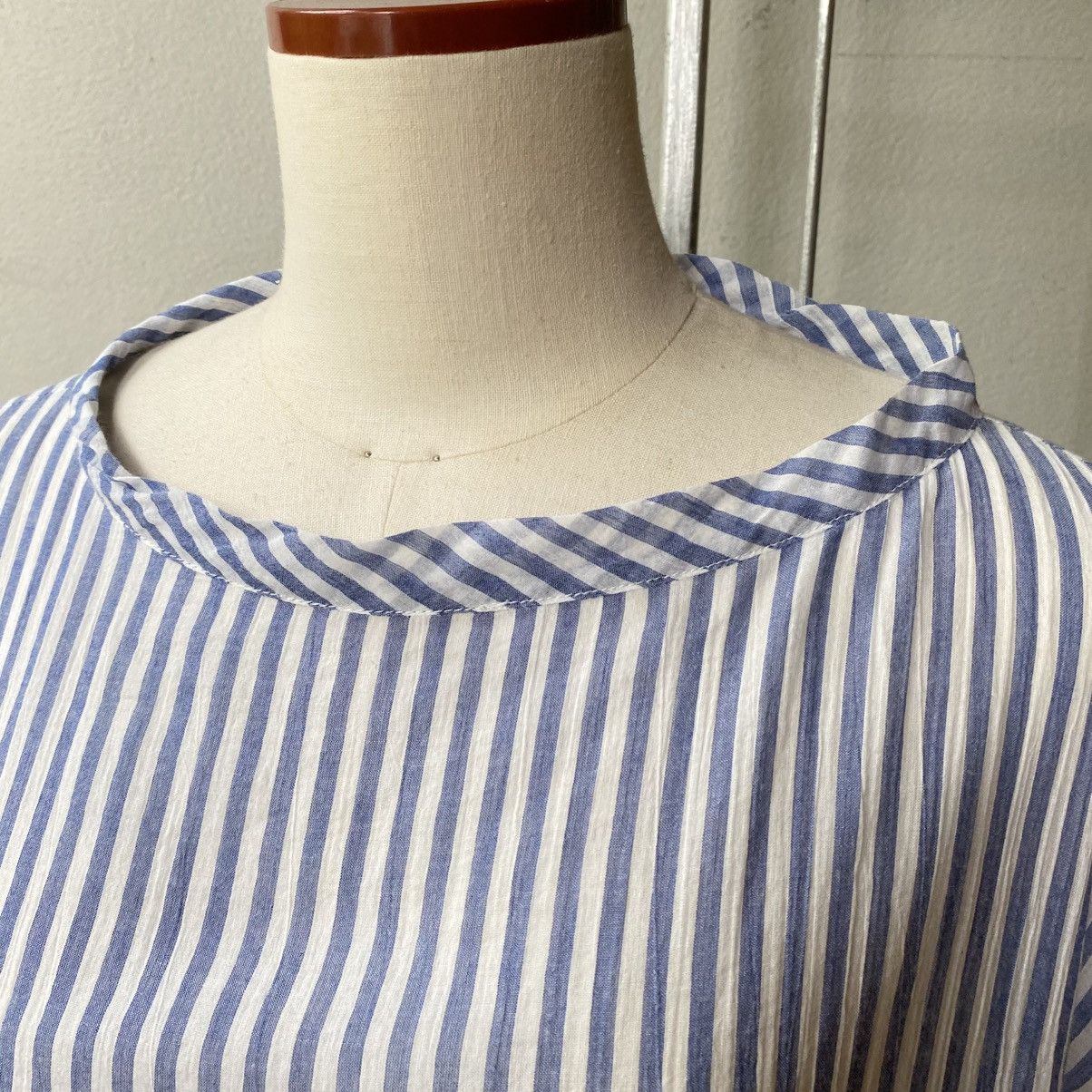Issey Miyake Plantation Blue Stripe Cotton Top with Pocket Size M / US 6-8 / IT 42-44 - 12 Thumbnail