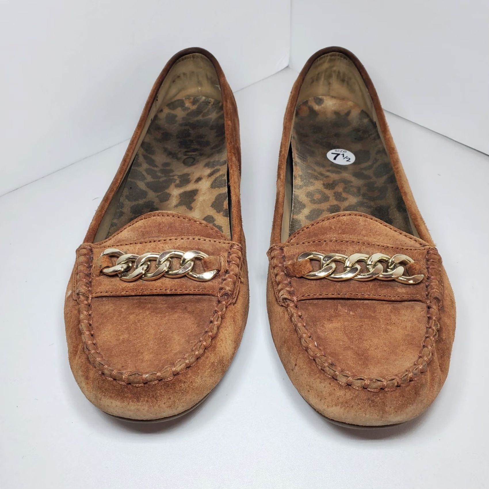 Vionic Vionic Loafer Womens Brown Mesa Cognac Suede Leather Mocassin Gold Chain Size US 8 / IT 38 - 2 Thumbnail