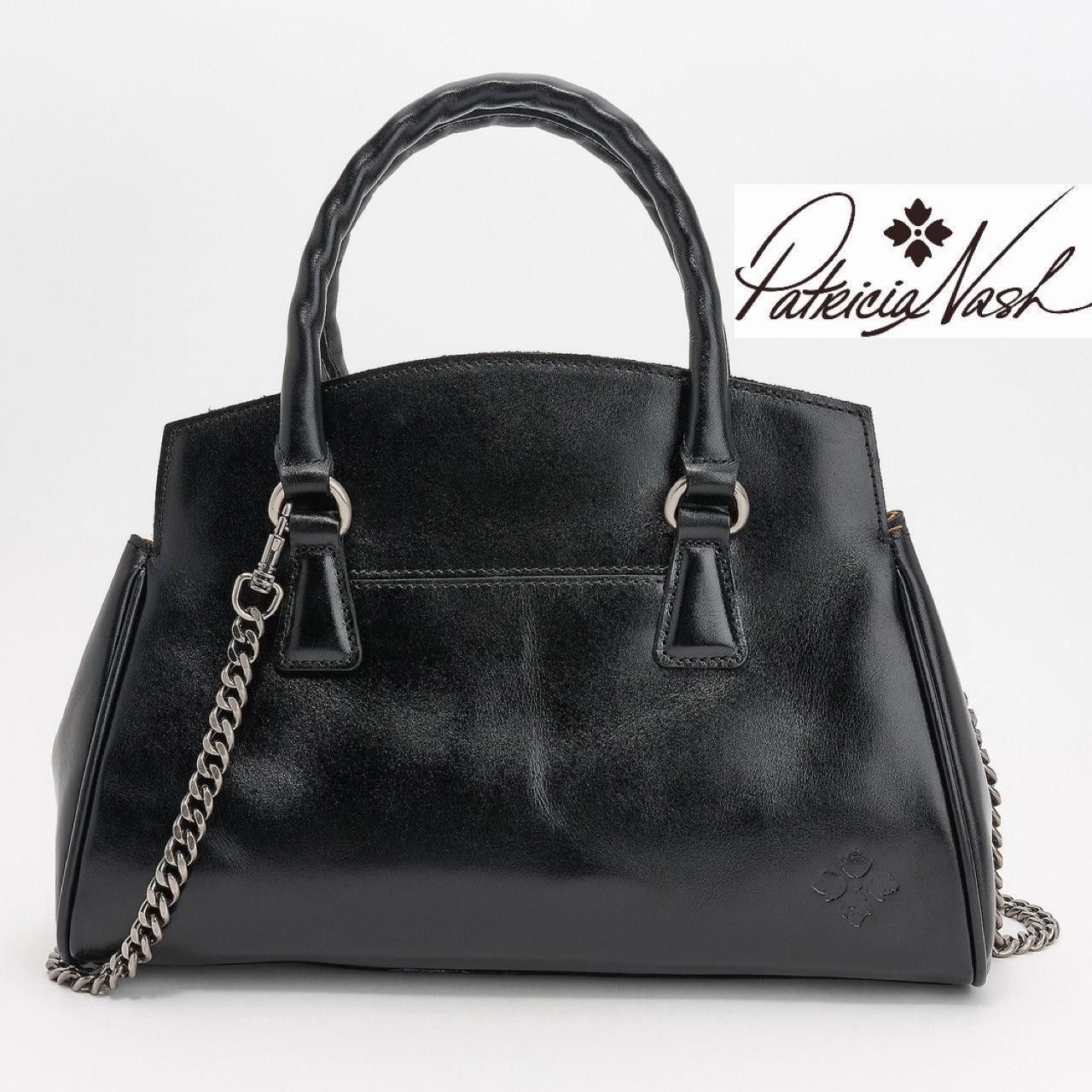 Patricia Nash High-Gloss Black Leather Satchel, Women's