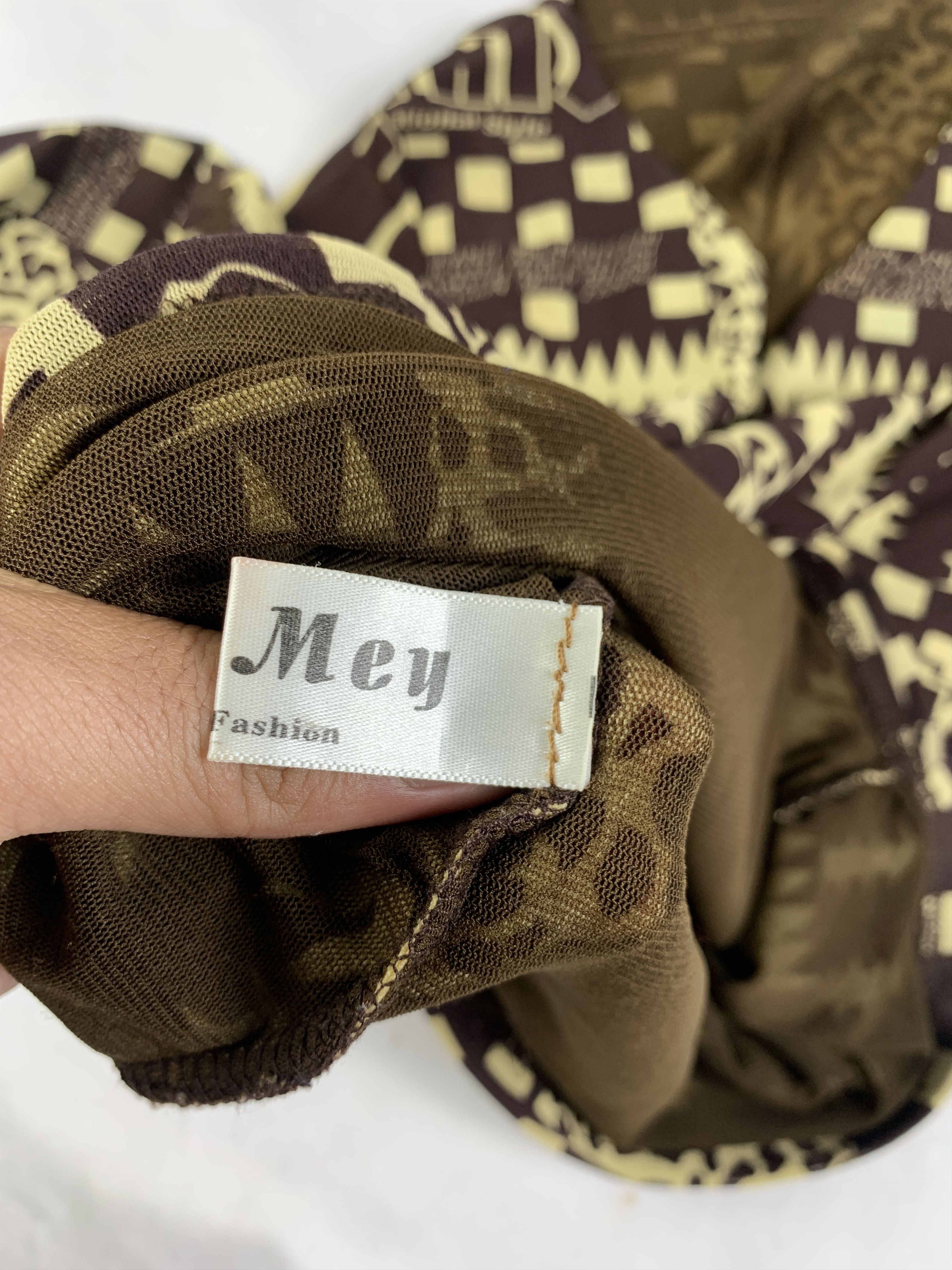 Japanese Brand Dan Mey Brown Memphis Zigzag Mesh Top (S) Size S / US 4 / IT 40 - 9 Thumbnail