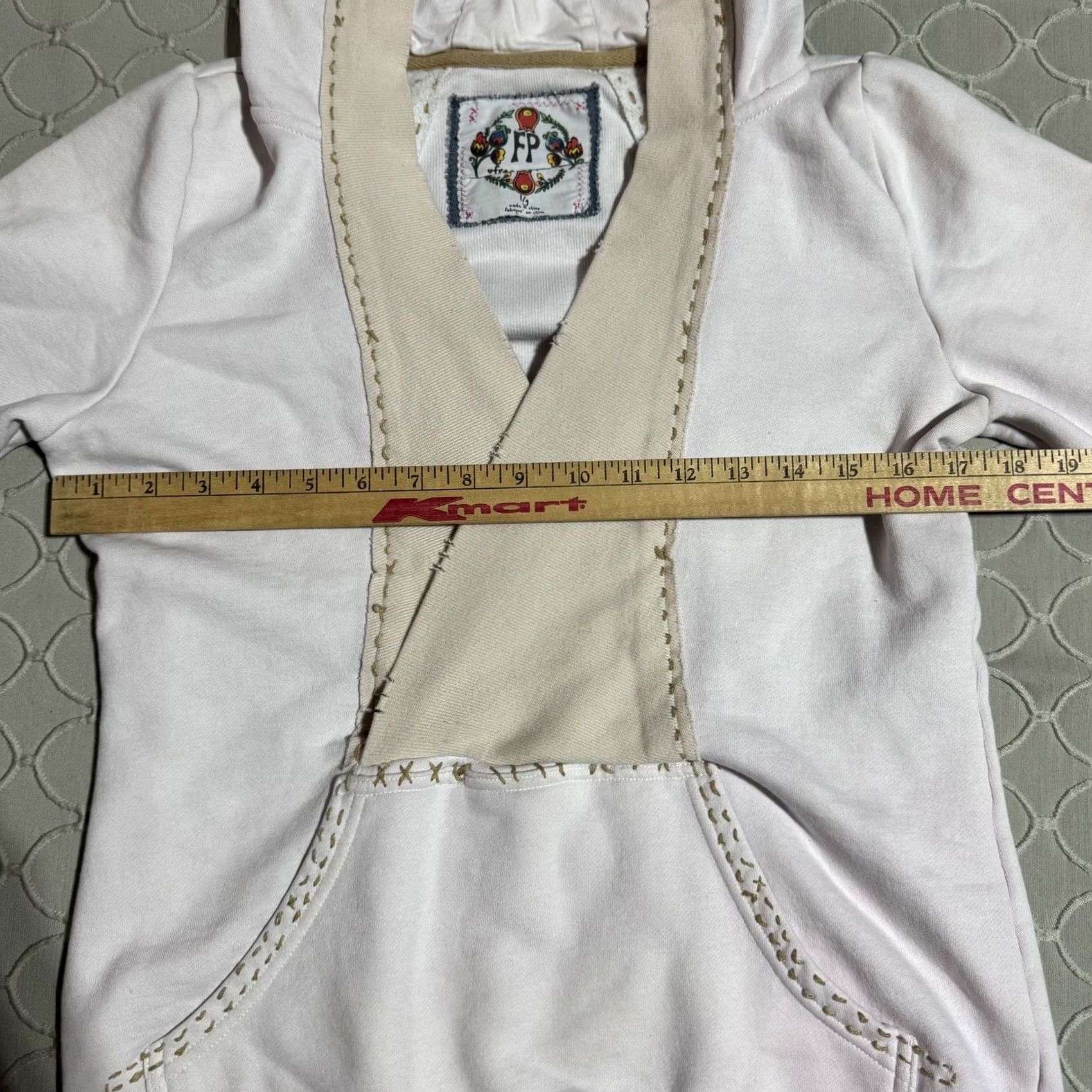 Free People Free People Pullover Hoodie Womens Small White Boho Embroidered FP Cotton Blend Sweater Size XS / US 0-2 / IT 36-38 - 6 Thumbnail