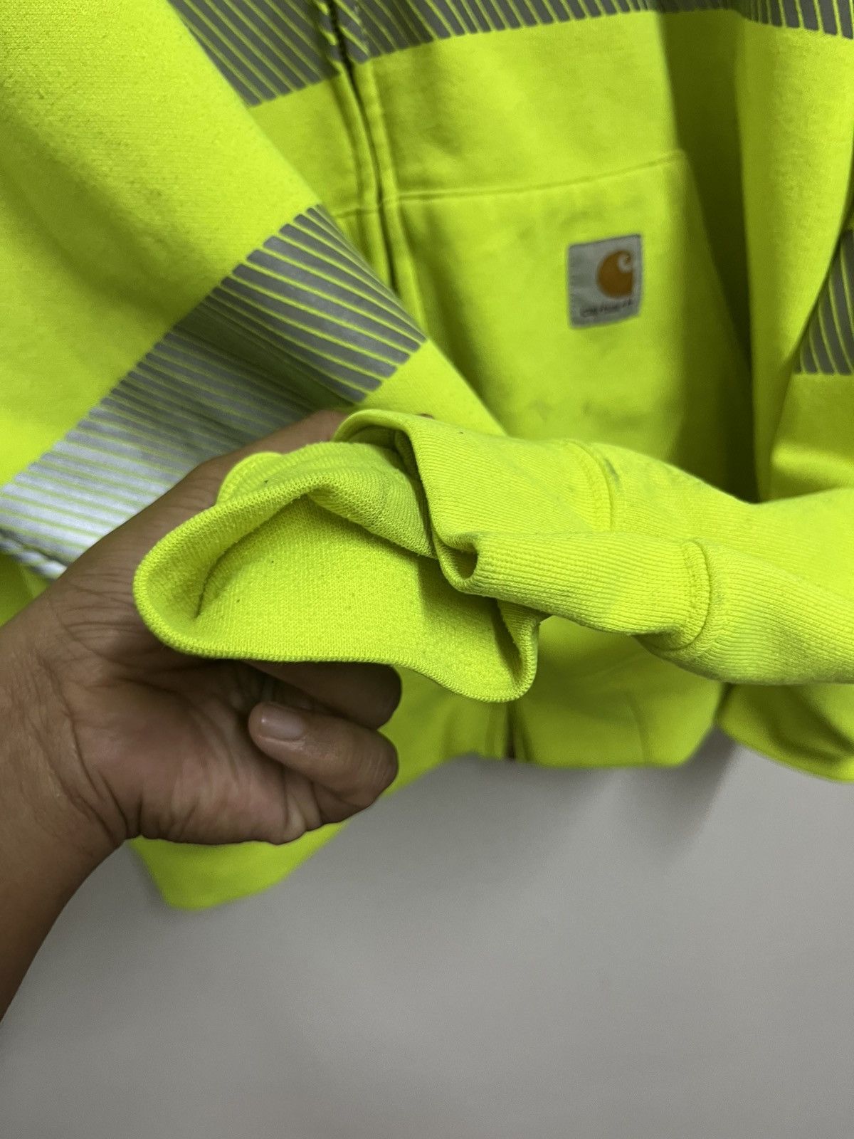 Carhartt 💥Thrashed Carhartt Neon Reflective Oversized Hoodie Size US XXL / EU 58 / 5 - 17 Thumbnail