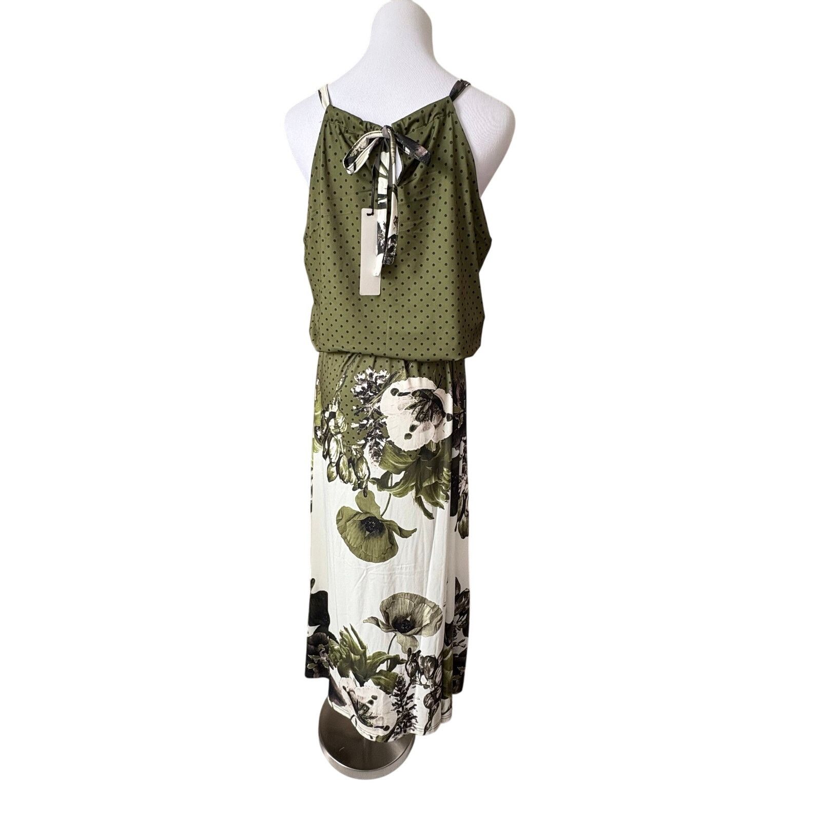 Other Lily Firmiana Halter Green Floral Maxi Long Dress LARGE NWT Size L / US 10 / IT 46 - 5 Thumbnail