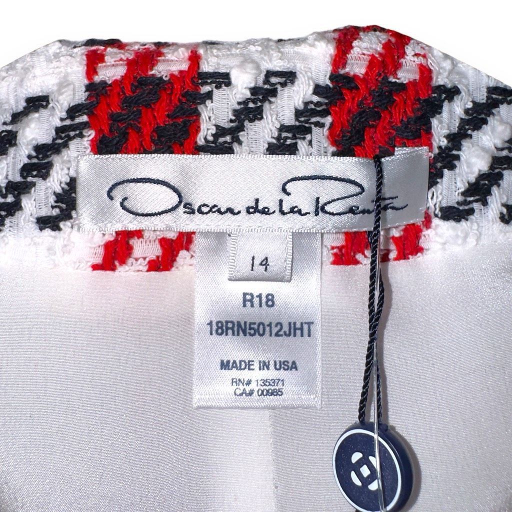 Oscar De La Renta NWT Oscar De La Renta Bicolor Houndstooth Tweed Jacket Sz 14 Size XL / US 12-14 / IT 48-50 - 2 Thumbnail
