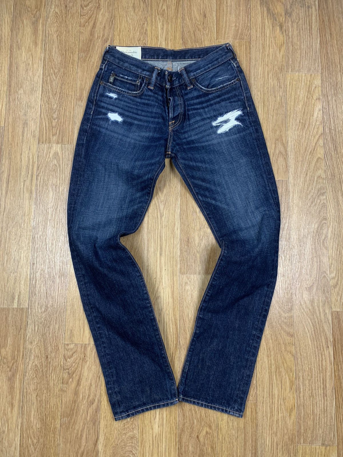 Vintage Abercrombie & Fitch Distressed Faded Denim Grange Y2K Jeans Size US 30 / EU 46 - 1 Thumbnail