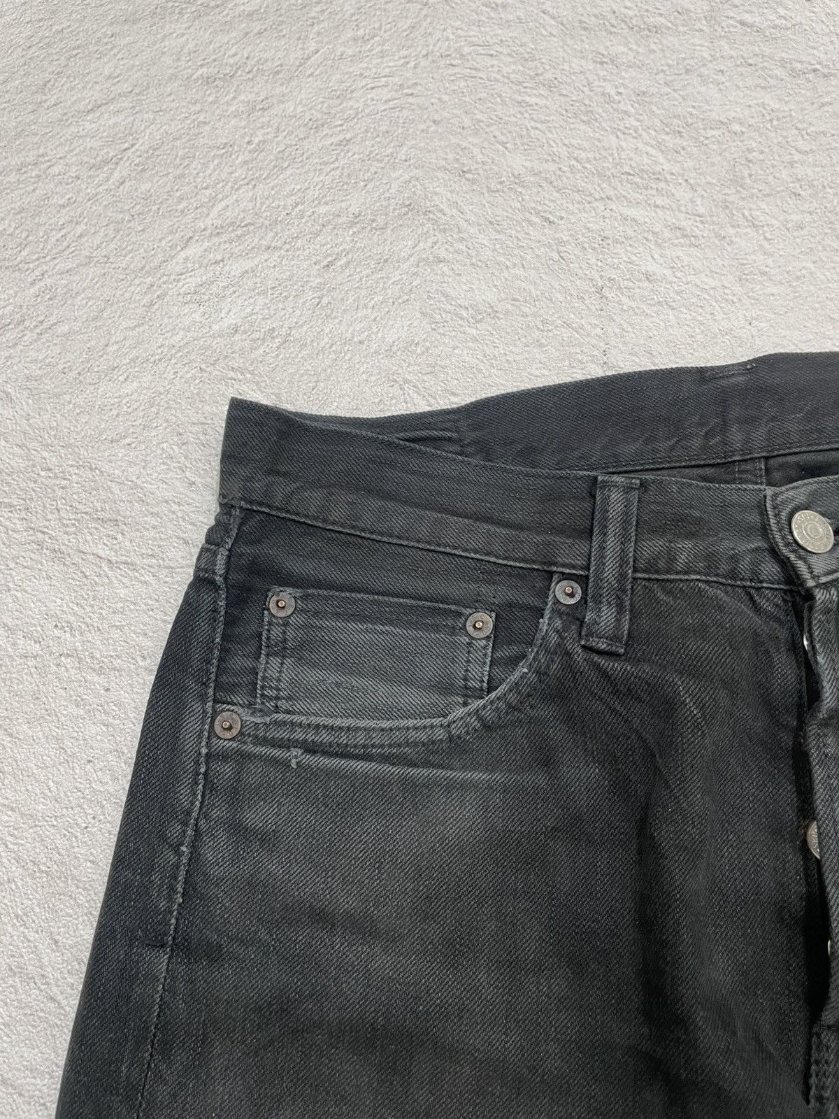 Japanese Brand Vintage 2000s Button Fly Washed Black Jeans y2k Size US 31 - 4 Thumbnail