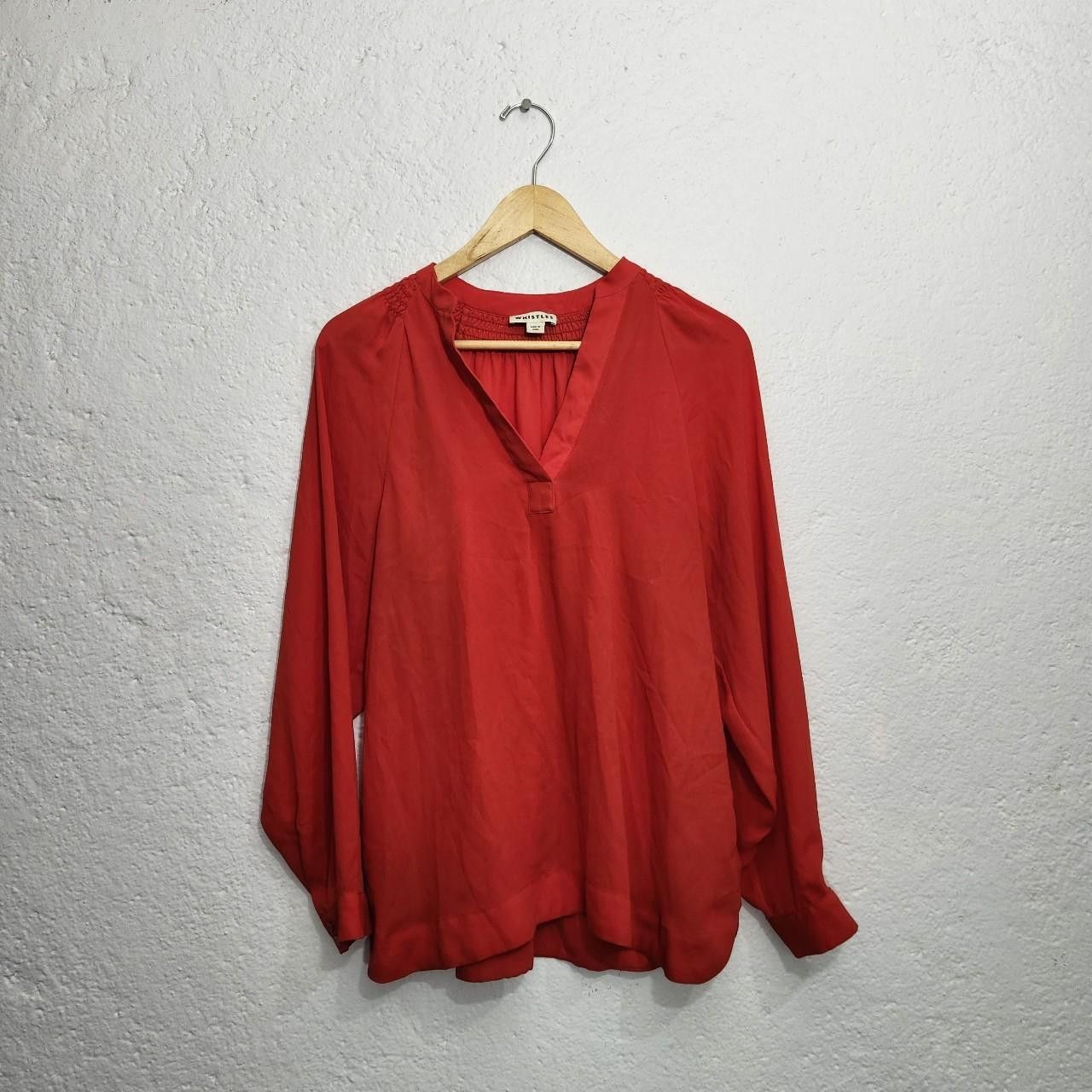 Whistles Whistles Red split neck long sleeve blouse Size M / US 6-8 / IT 42-44 - 1 Thumbnail