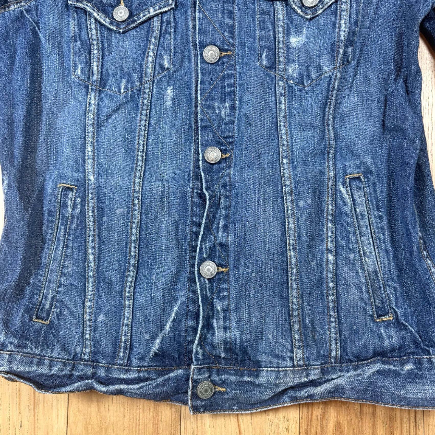 American Eagle Outfitters VINTAGE American Eagle Outfitters Denim Jean Jacket Mens L Blue Button Bomber Jacket Mens Blue Denim Cotton Outer Shell Regular Size L Mens Size US 33 - 3 Thumbnail