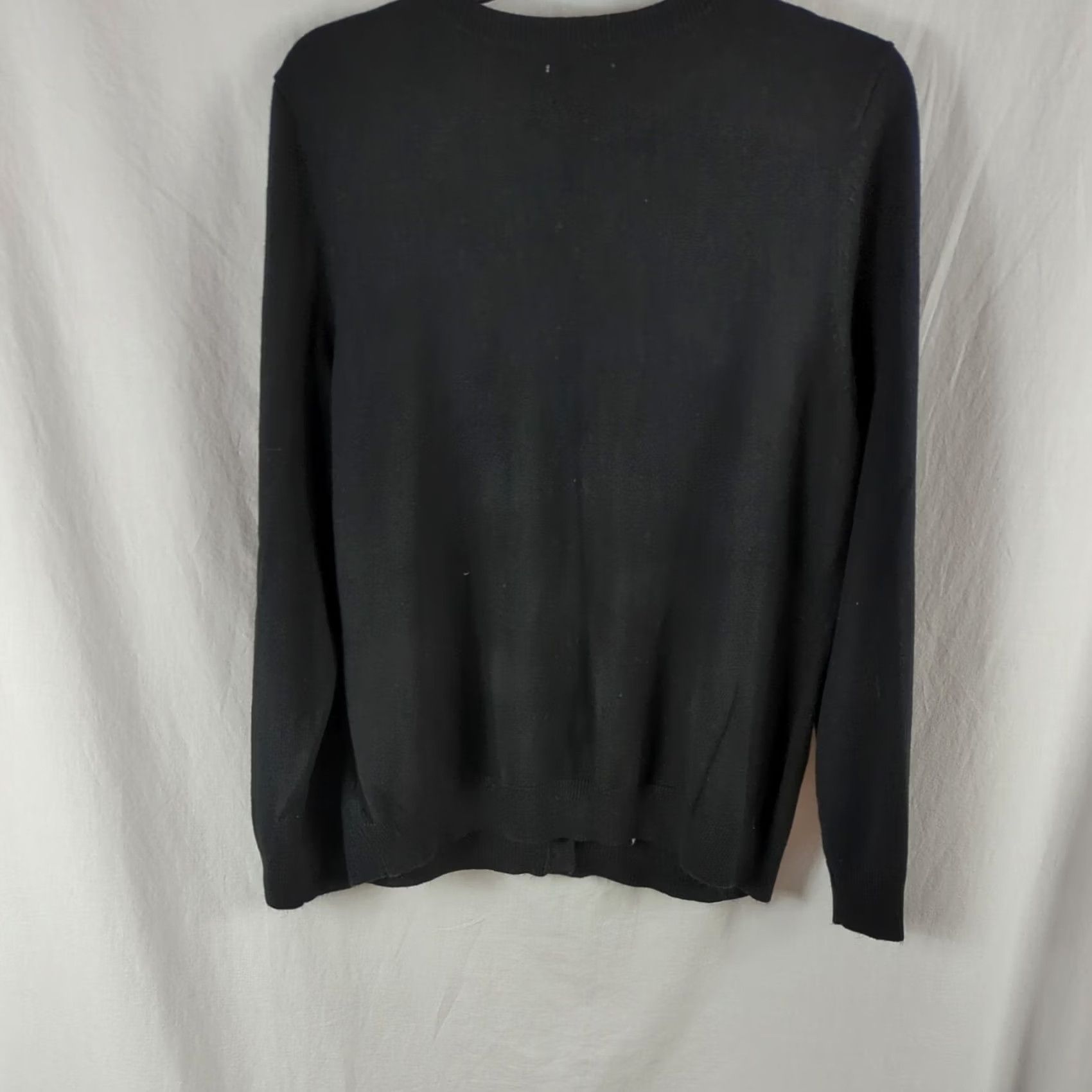 Croft & Barrow Croft & Barrow Cardigan Sweater Women's Large Black Trellis Print Long Sleeve Round Neck Knit Size L / US 10 / IT 46 - 5 Thumbnail