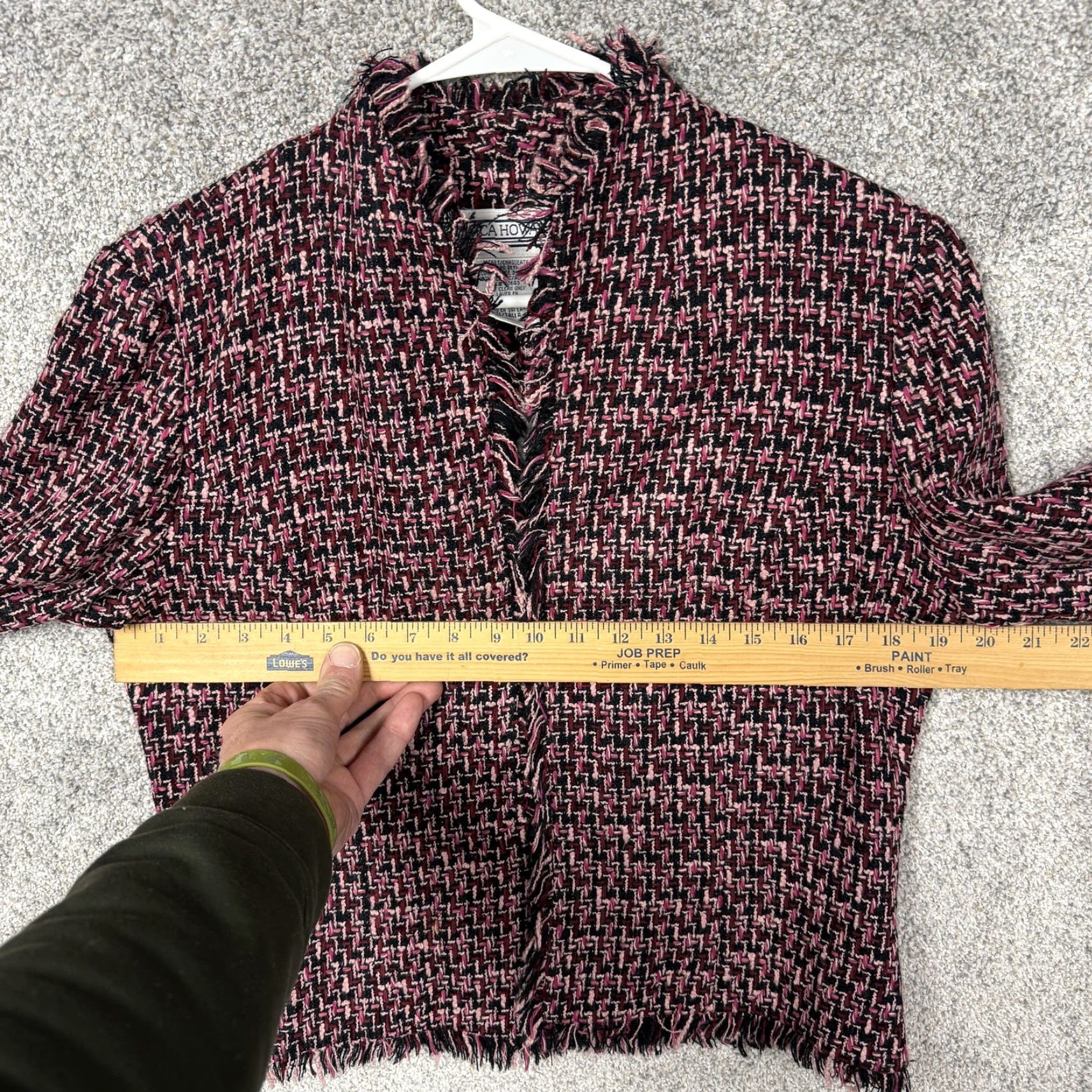 Vintage VTG Jessica Howard Blazer Women 8 Pink Black Tweed Frayed Dark Academia Check 90s Vintage Office Wear Women's Blazer Size M / US 6-8 / IT 42-44 - 4 Thumbnail