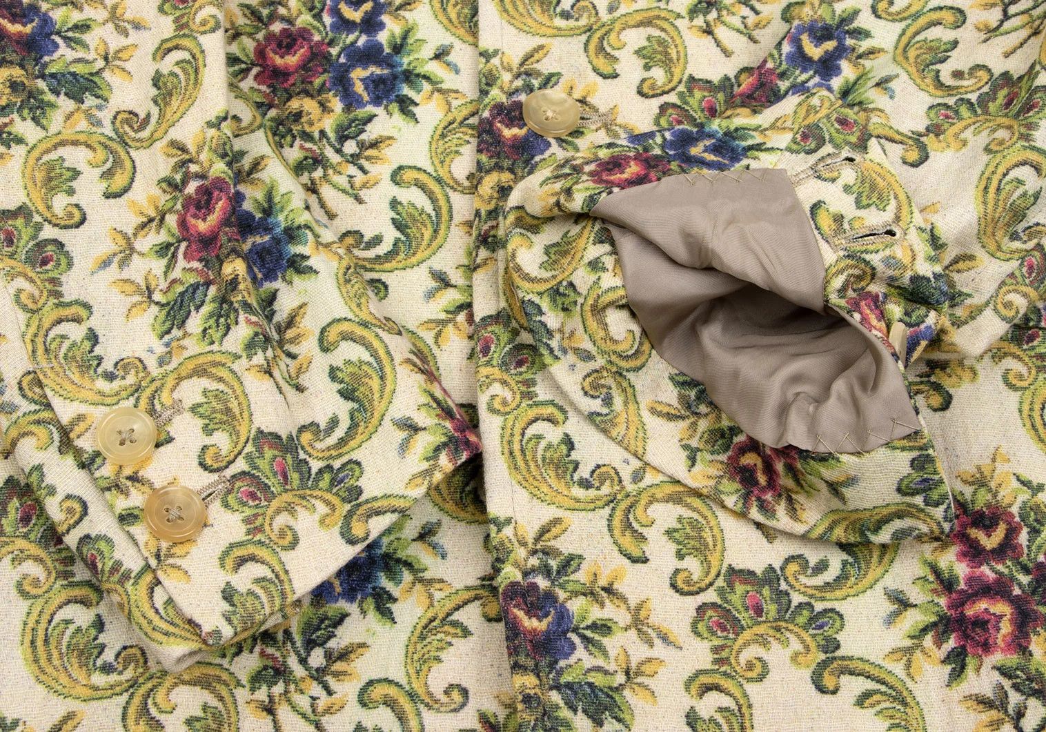 Yohji Yamamoto Cotton Floral Print Long Jacket