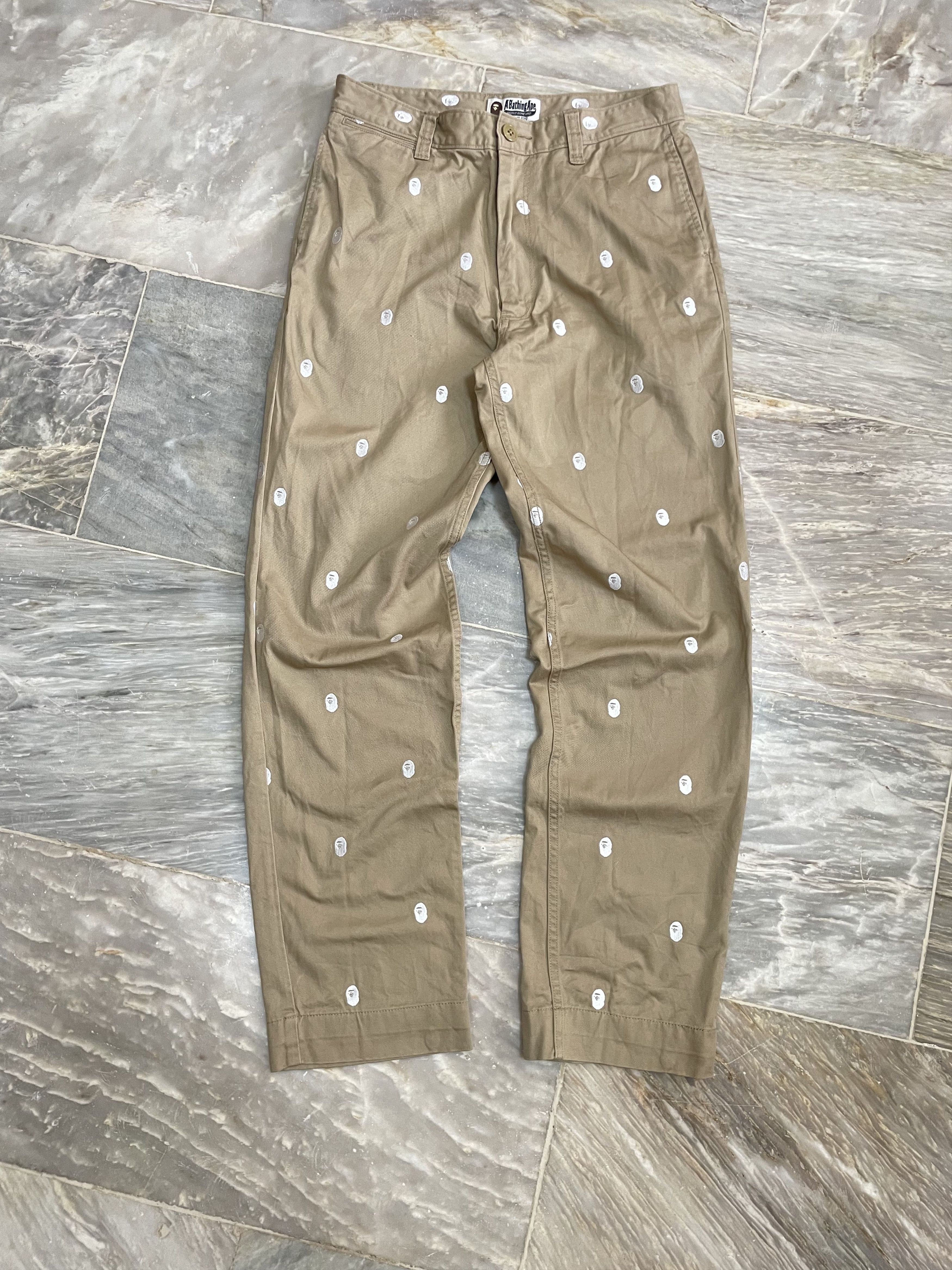 Bape BAPEEASY Embroidery Monkey face chino pants Size US 30 / EU 46 - 1 Thumbnail