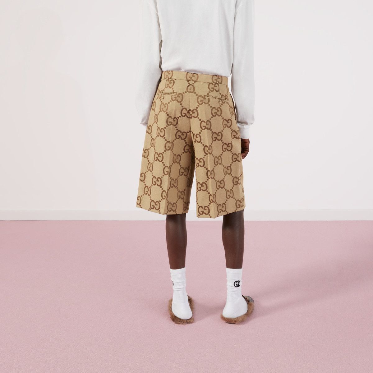 Gucci 50 L Gucci GG Canvas Beige Shorts Men Brown Wide Leg Size US 34 / EU 50 - 6 Thumbnail