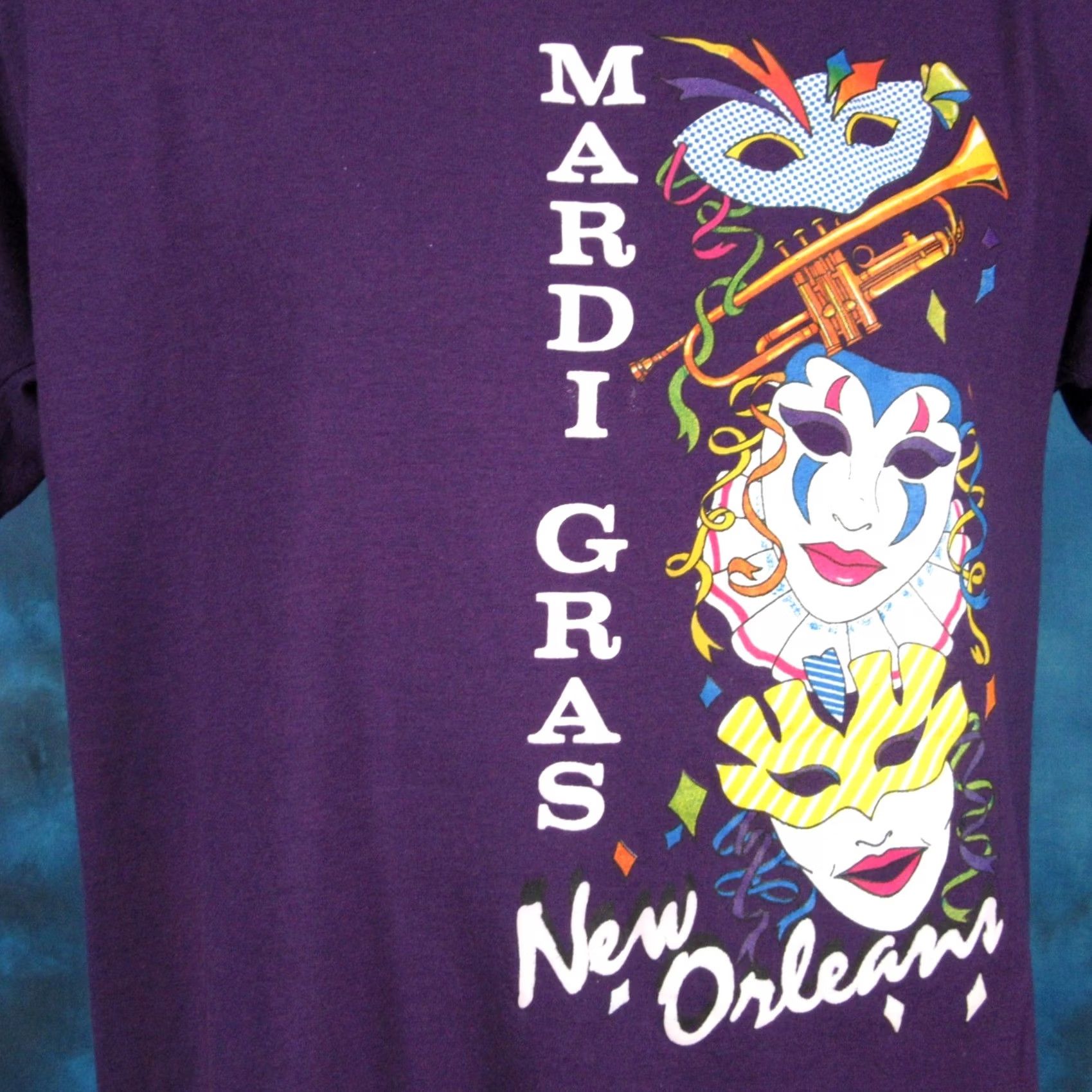 Vintage VINTAGE New Orleans Mardi Gras Paper Thin T-Shirt M/L Jazz Single Stitch Shirt Mens XS? Size US M / EU 48-50 / 2 - 2 Thumbnail