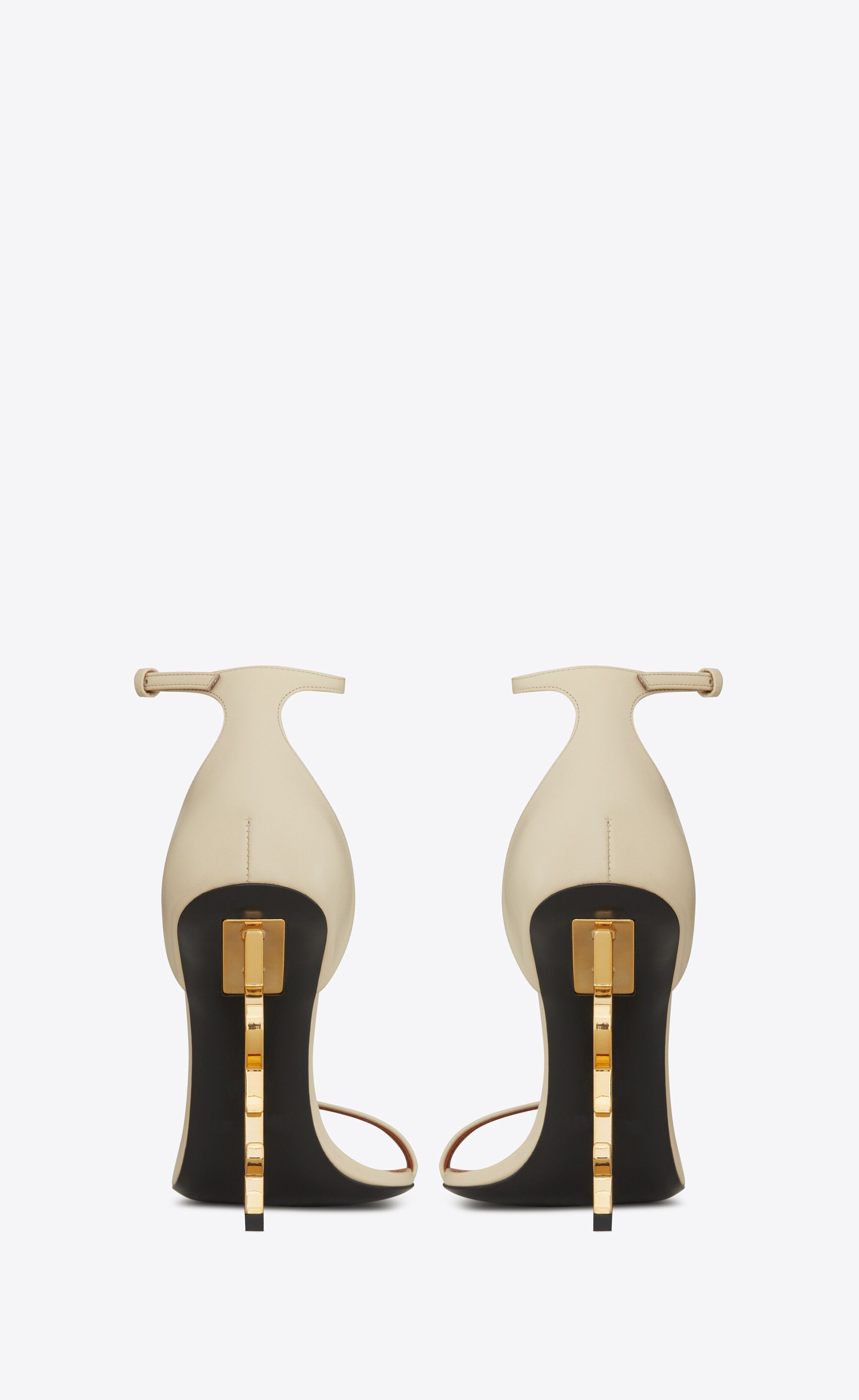 Saint Laurent Paris o1s1wg111124 Opyum Sandals in Smooth Leather in Beige Size US 8 / IT 38 - 3 Thumbnail