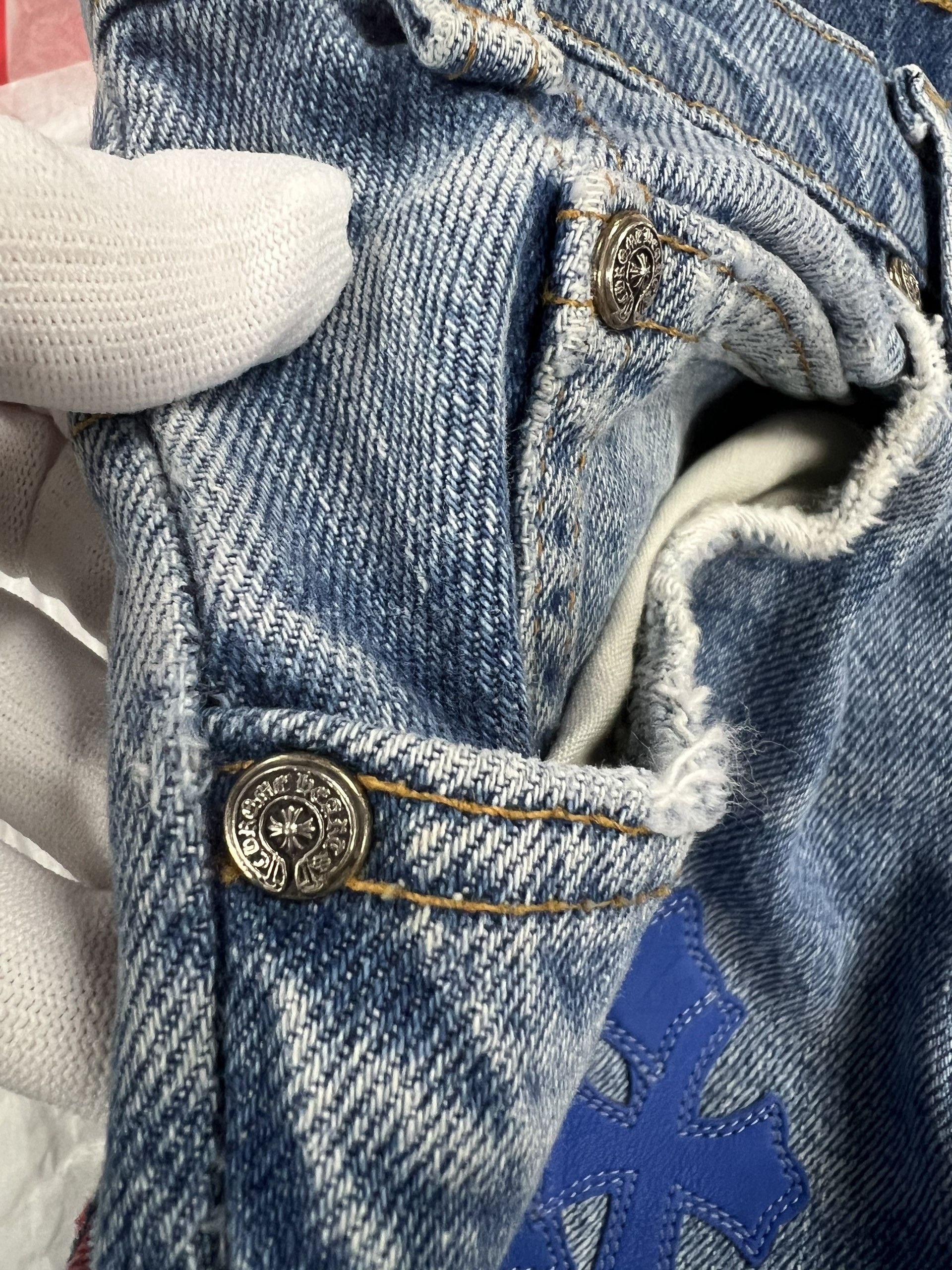 Chrome Hearts Chrome Hearts Vintage Levi's Stencil Cross Patch Denim Blue Size US 33 - 15 Thumbnail