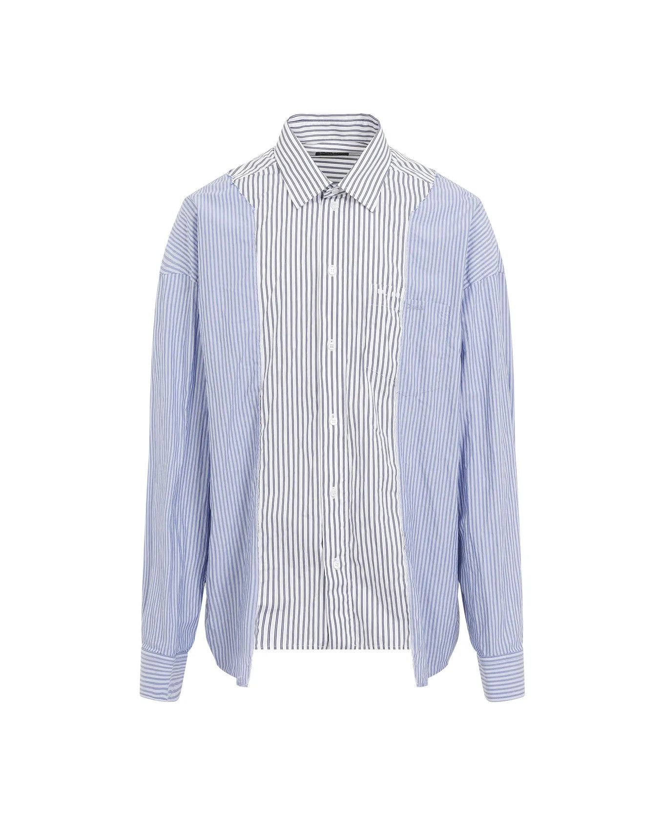 Balenciaga o1la1rc1a1225 Patched Shirt in White/Navy Size US XS / EU 42 / 0 - 1 Thumbnail