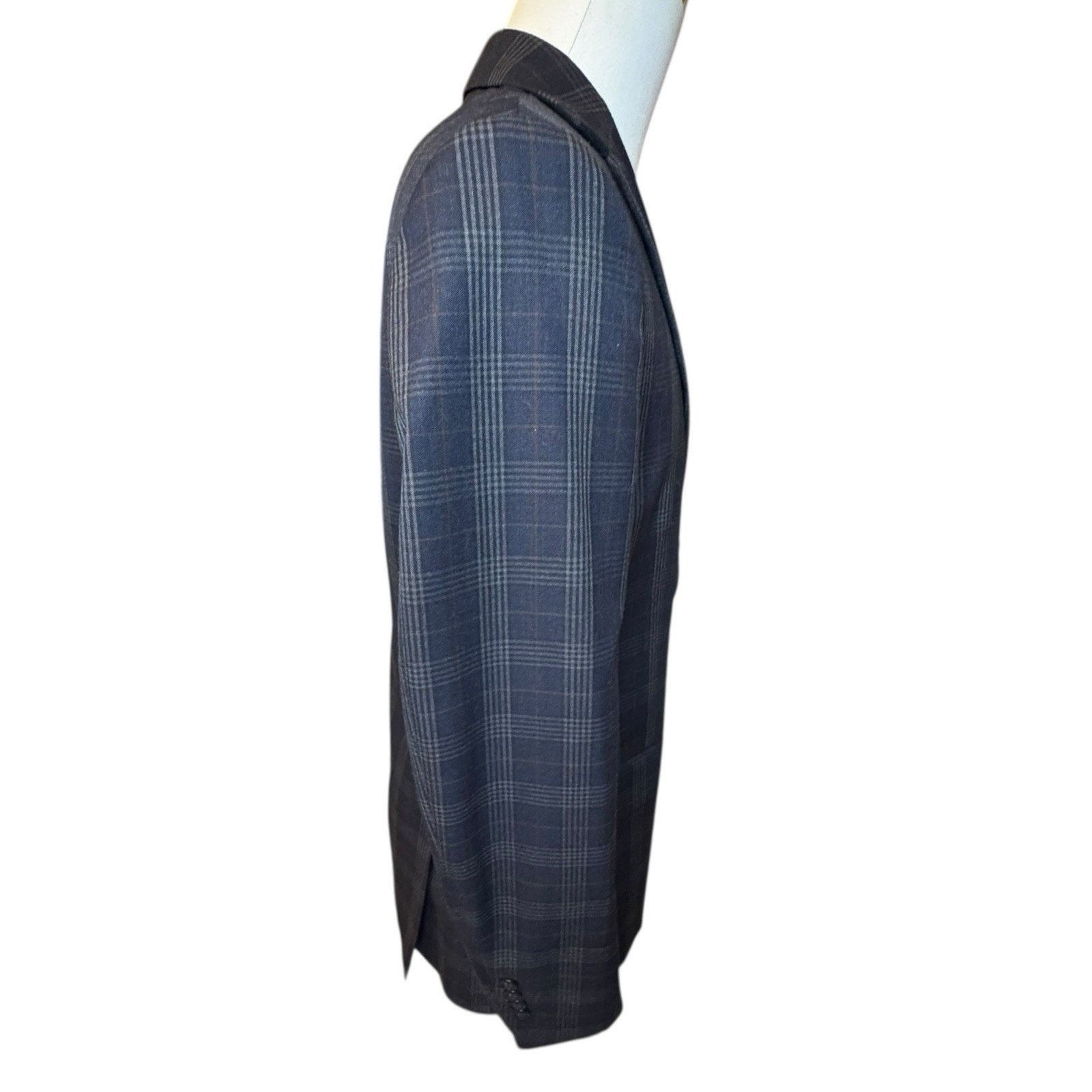 Tallia Tallia Classic Fit Suit Jacket Blazer Navy Blue Multiplaid Size 42L - 7 Thumbnail