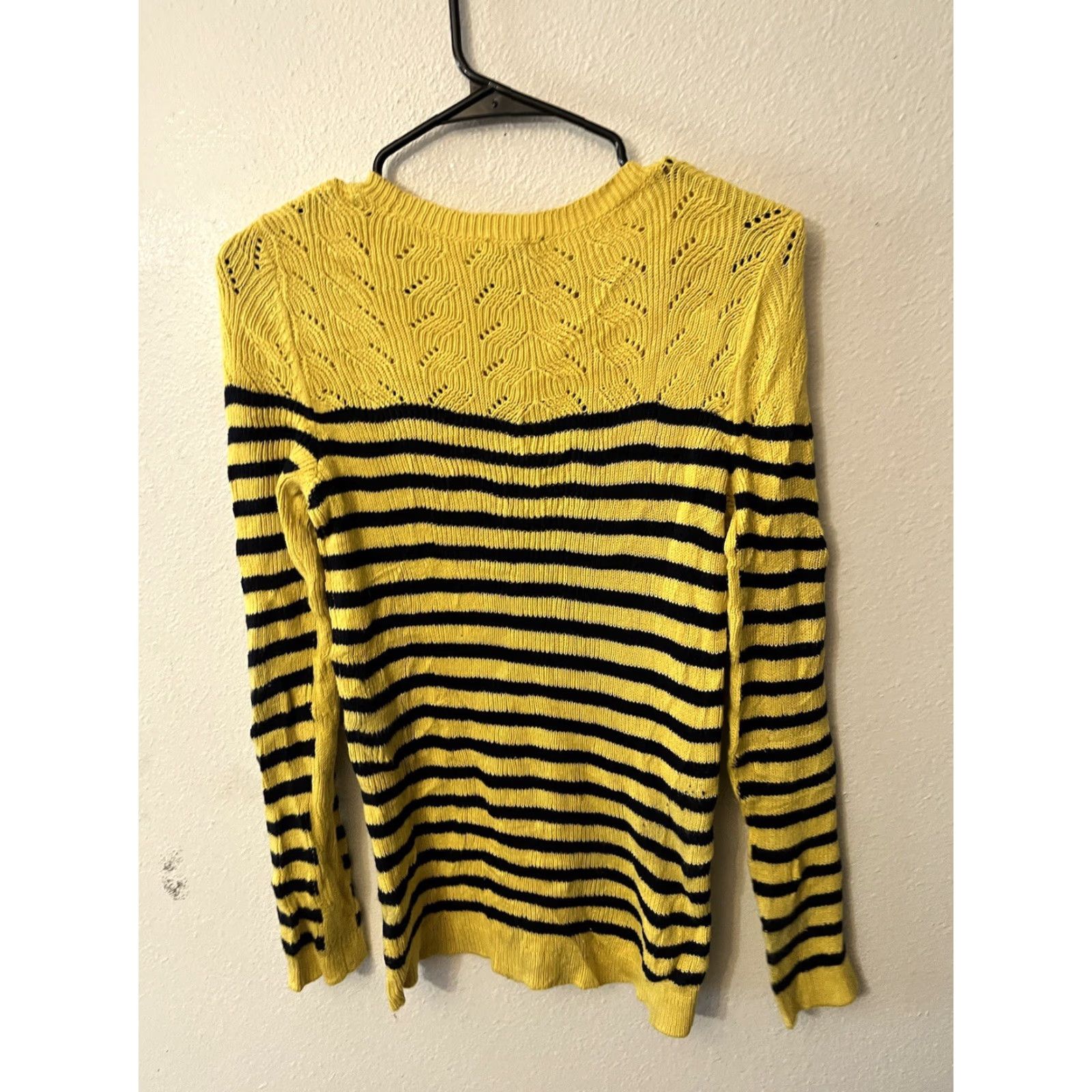 Talbots Talbots Women’s Sweater Knit Pointelle Button Shoulder Yellow Size PS Pullover Knit Crew Neck Casual, Party/Cocktail, Travel Womens Size S / US 4 / IT 40 - 2 Thumbnail