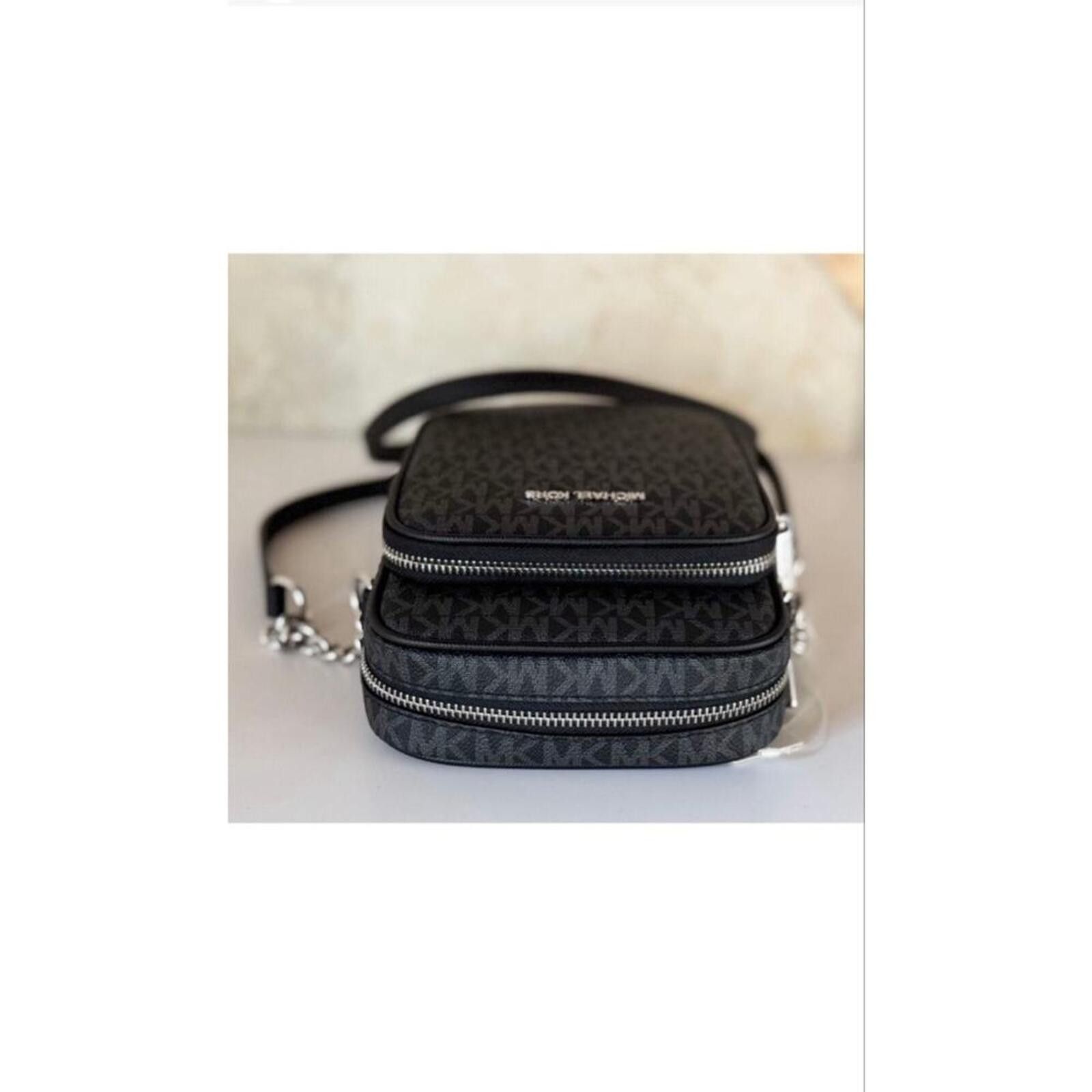 Michael Kors Michael Kors Black Monogram Jet Set Travel Crossbody Bag Size ONE SIZE - 4 Thumbnail