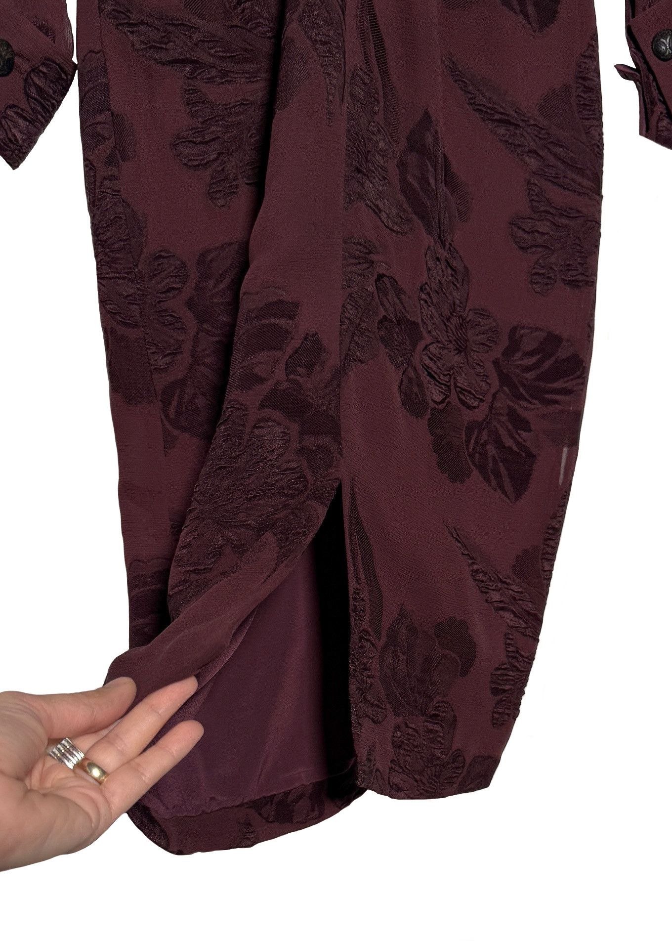 Gucci Gucci 2012 Runway Burgundy Sheer Floral Dress Size XS / US 0-2 / IT 36-38 - 5 Thumbnail