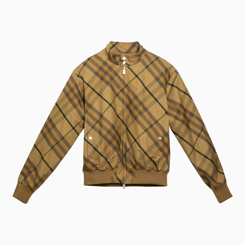 image of Burberry Cedar Yellow Check Pattern Jacket In Cotton in Beige, Men's (Size Small)