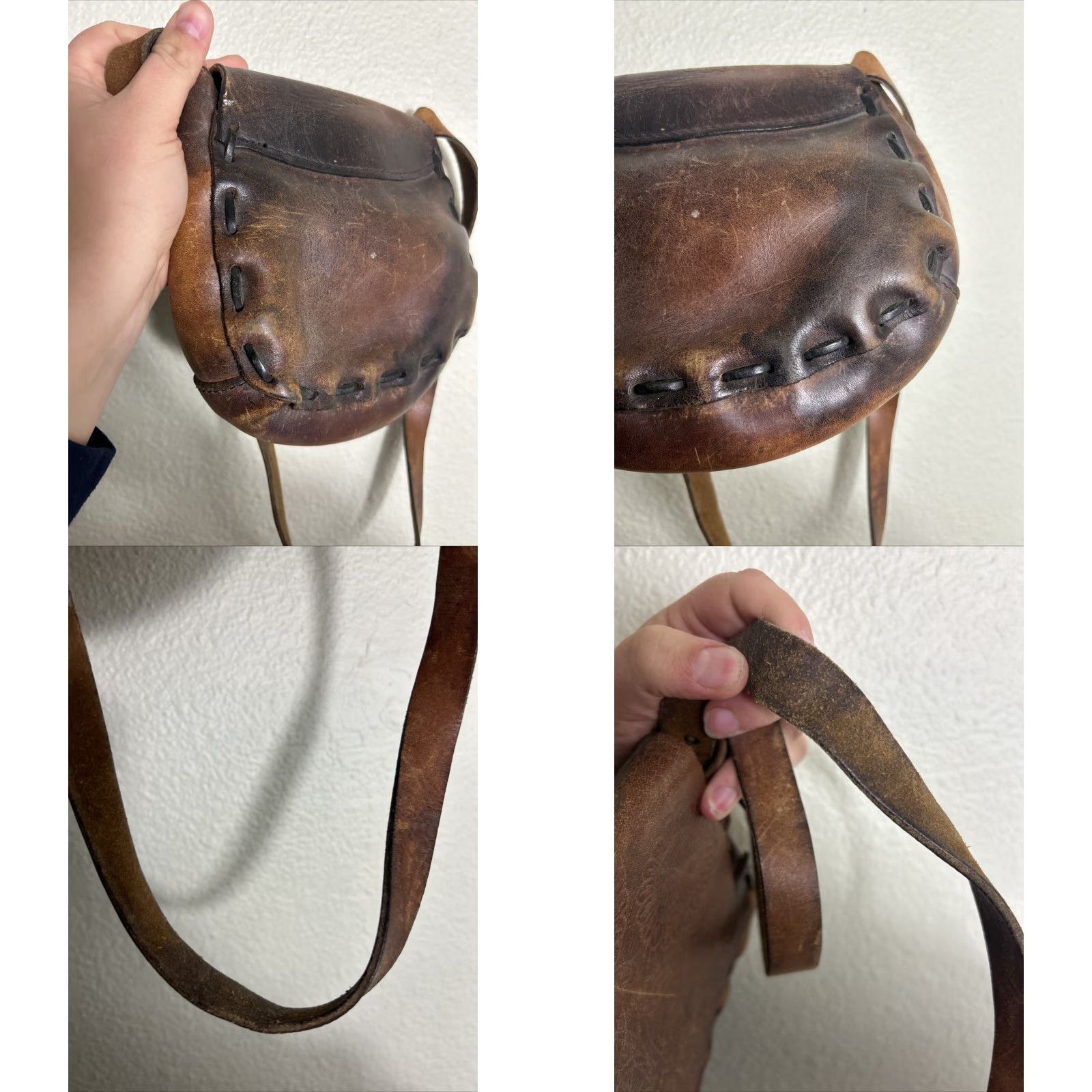 Vintage VINTAGE Brown Leather Small Crossbody Bag Purse Floral Embossed Women Adult Small Brown Floral Embossed Crossbody Bag Size ONE SIZE - 10 Thumbnail