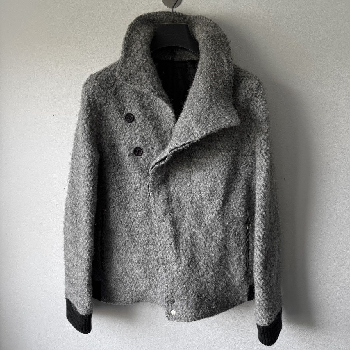 Dior Dior Homme FW2009 Gray Asymmetric Drape Collar Mohair Jacket Size US M / EU 48-50 / 2 - 1 Thumbnail